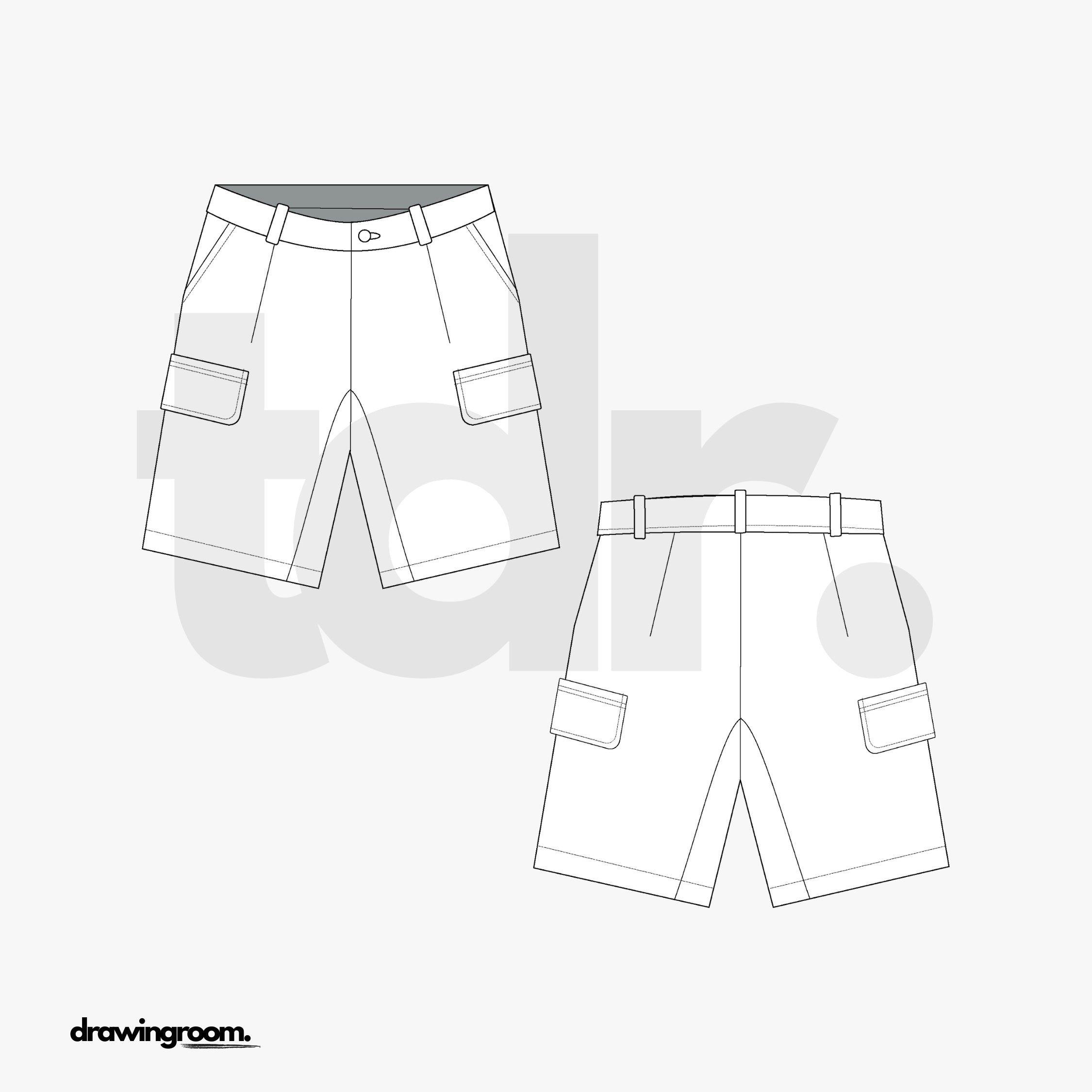 Cargo Shorts - Flat Mockup Vector