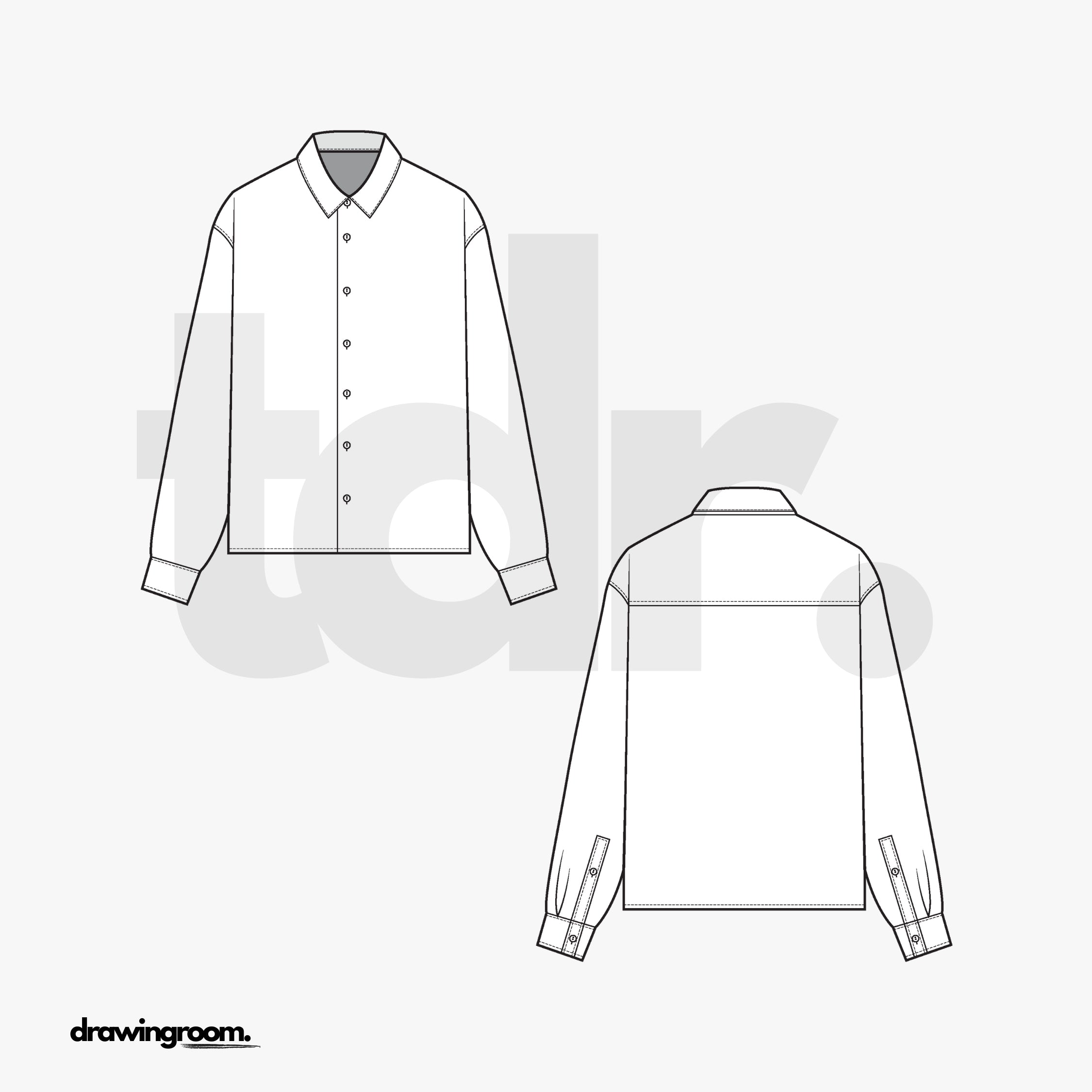 Regular Fit Long Sleeve Button Up - Flat Mockup Vector