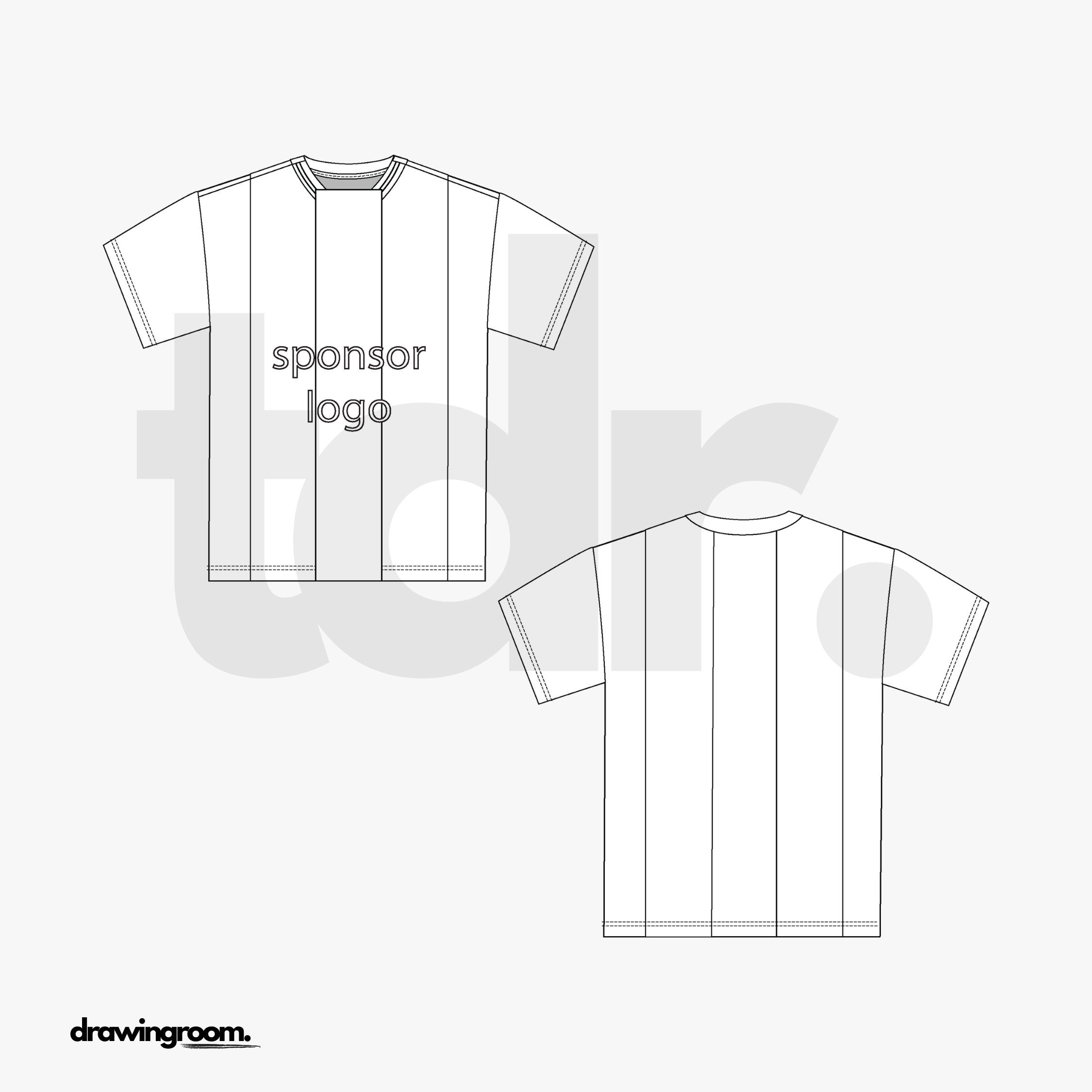 Short Sleeve Athletic Jersey with Vertical Lines - Flat Mockup Vector