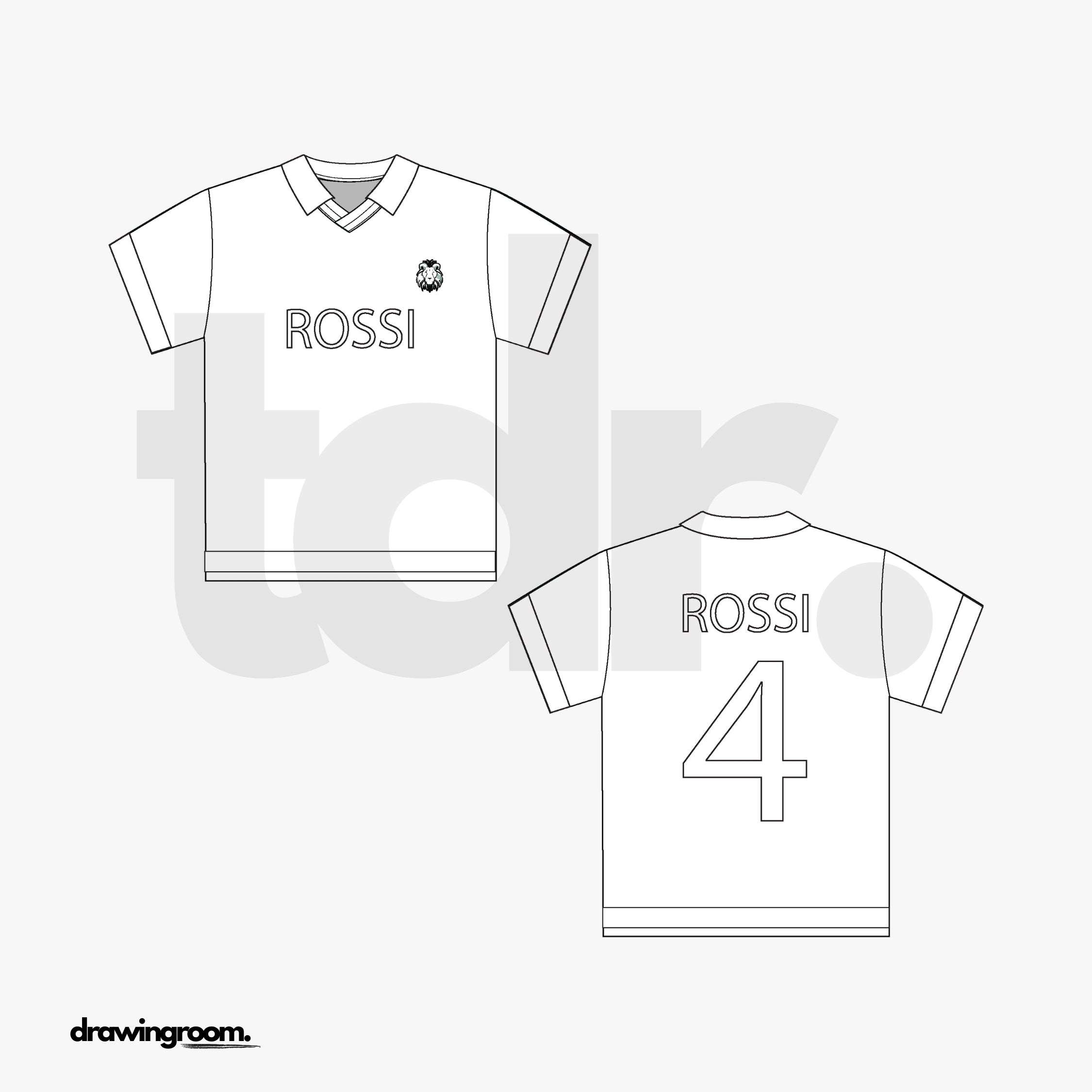 Short Sleeve Athletic Jersey with Collar - Flat Mockup Vector