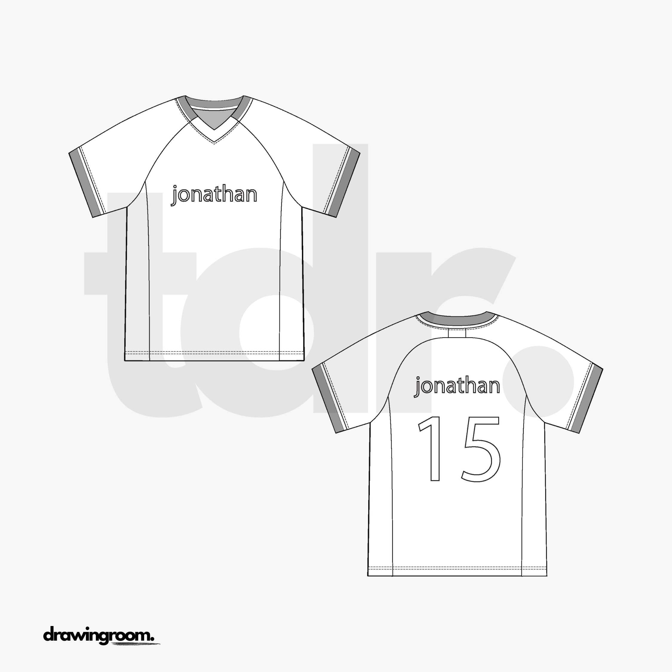 Short Sleeve Athletic Jersey with Contrast Neck and Cuff Trim - Flat Mockup Vector