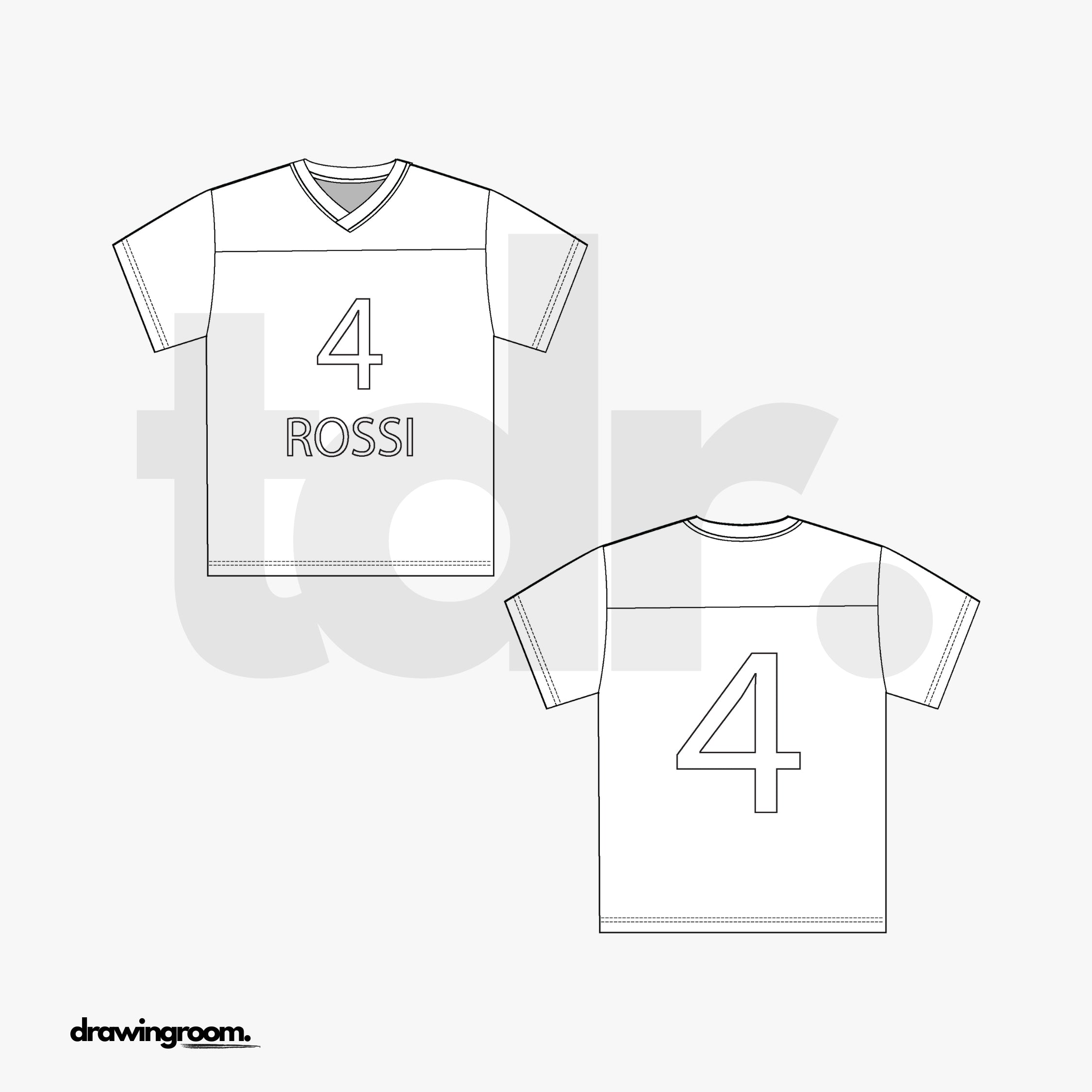 Short Sleeve Athletic Jersey with Yoke - Flat Mockup Vector