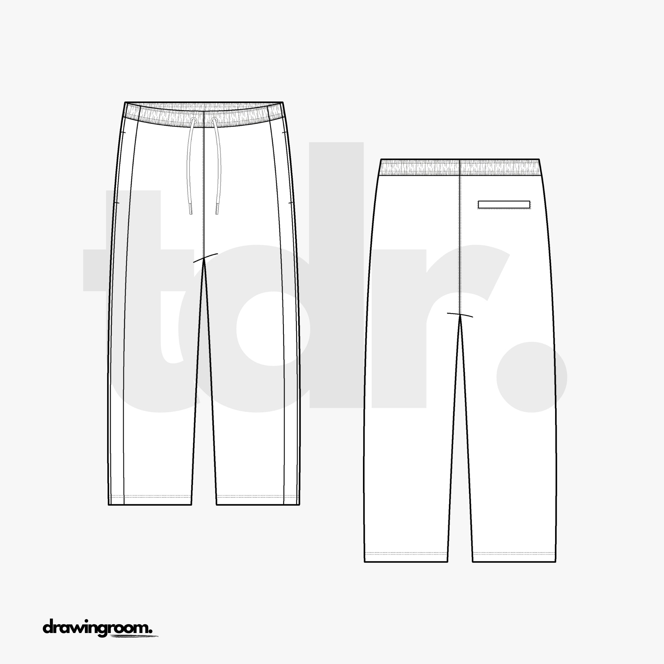 Regular Fit Cropped Track Pants - Flat Mockup Vector