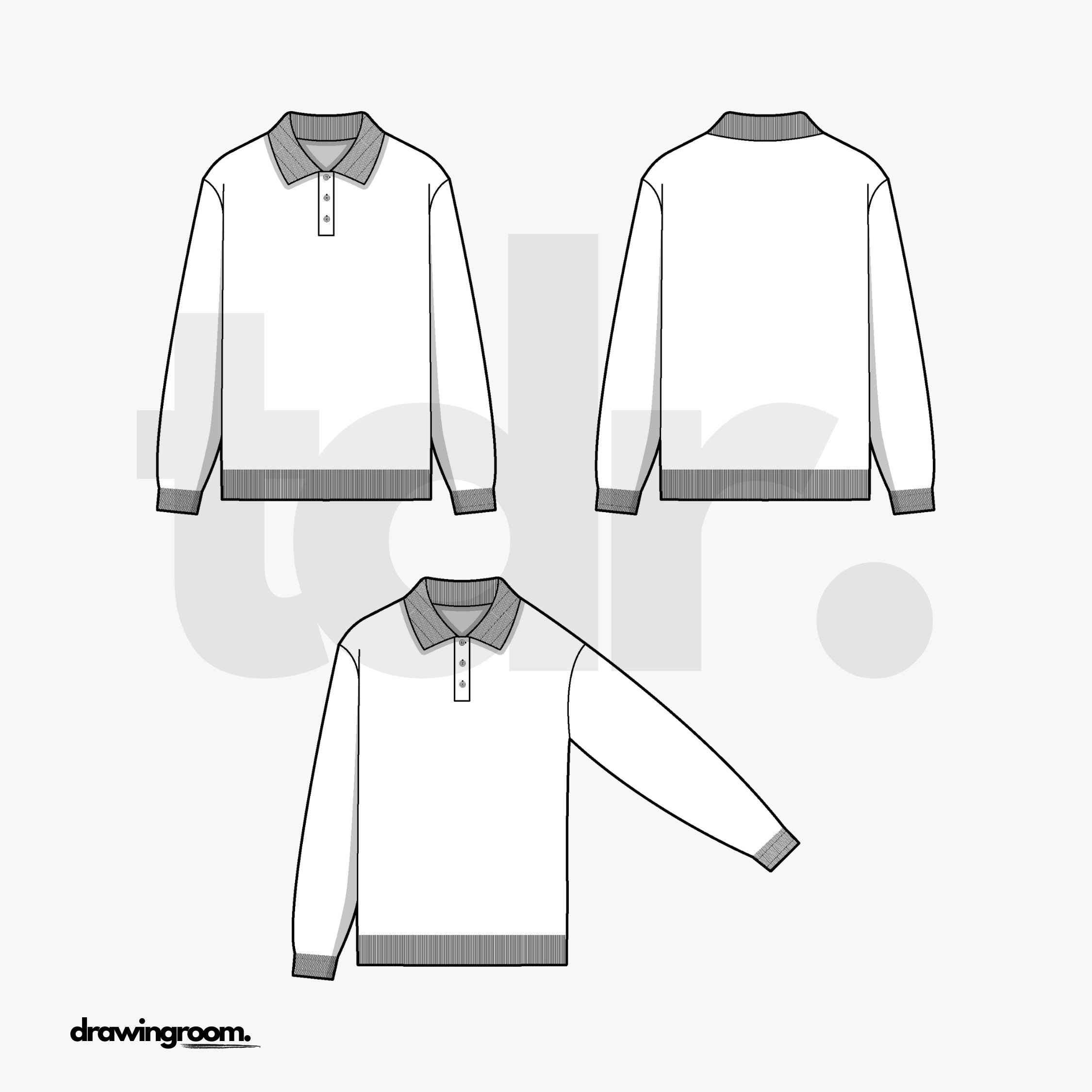 Regular Fit Polo Sweater - Flat Mockup Vector