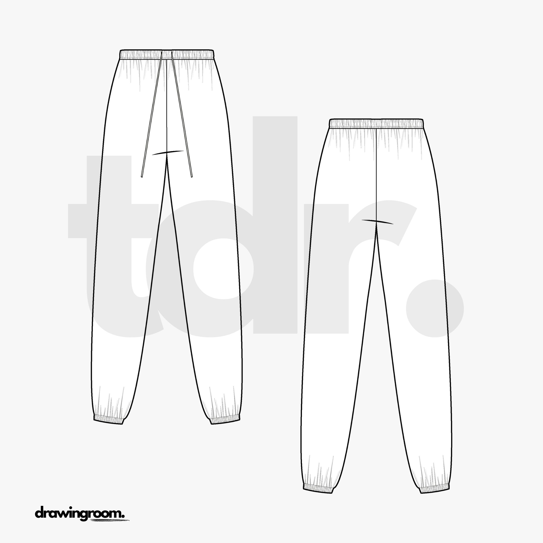 Regular Fit Sweat Pants - Flat Mockup Vector