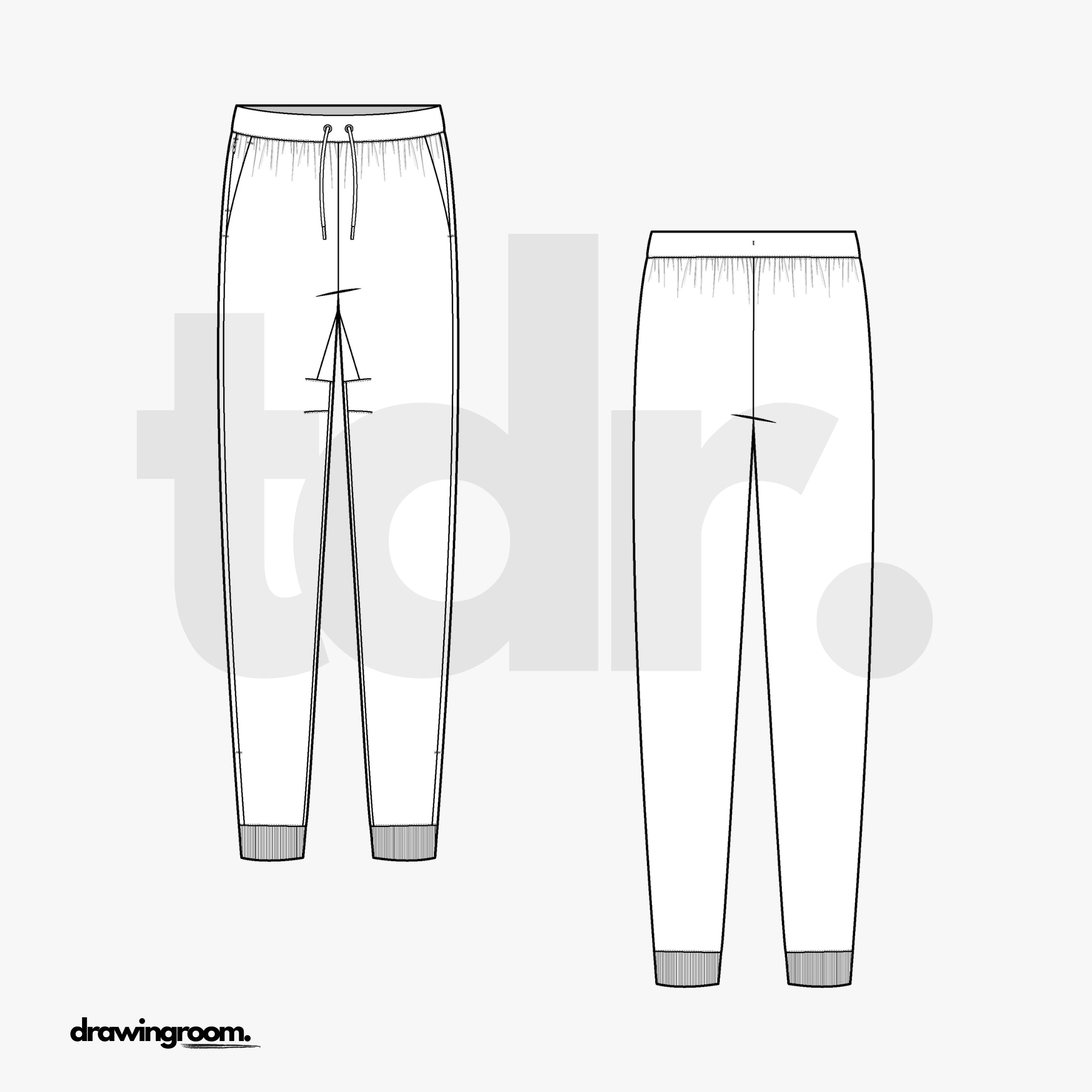 Regular Fit Sweat Pants with Ribbed Hem - Flat Mockup Vector