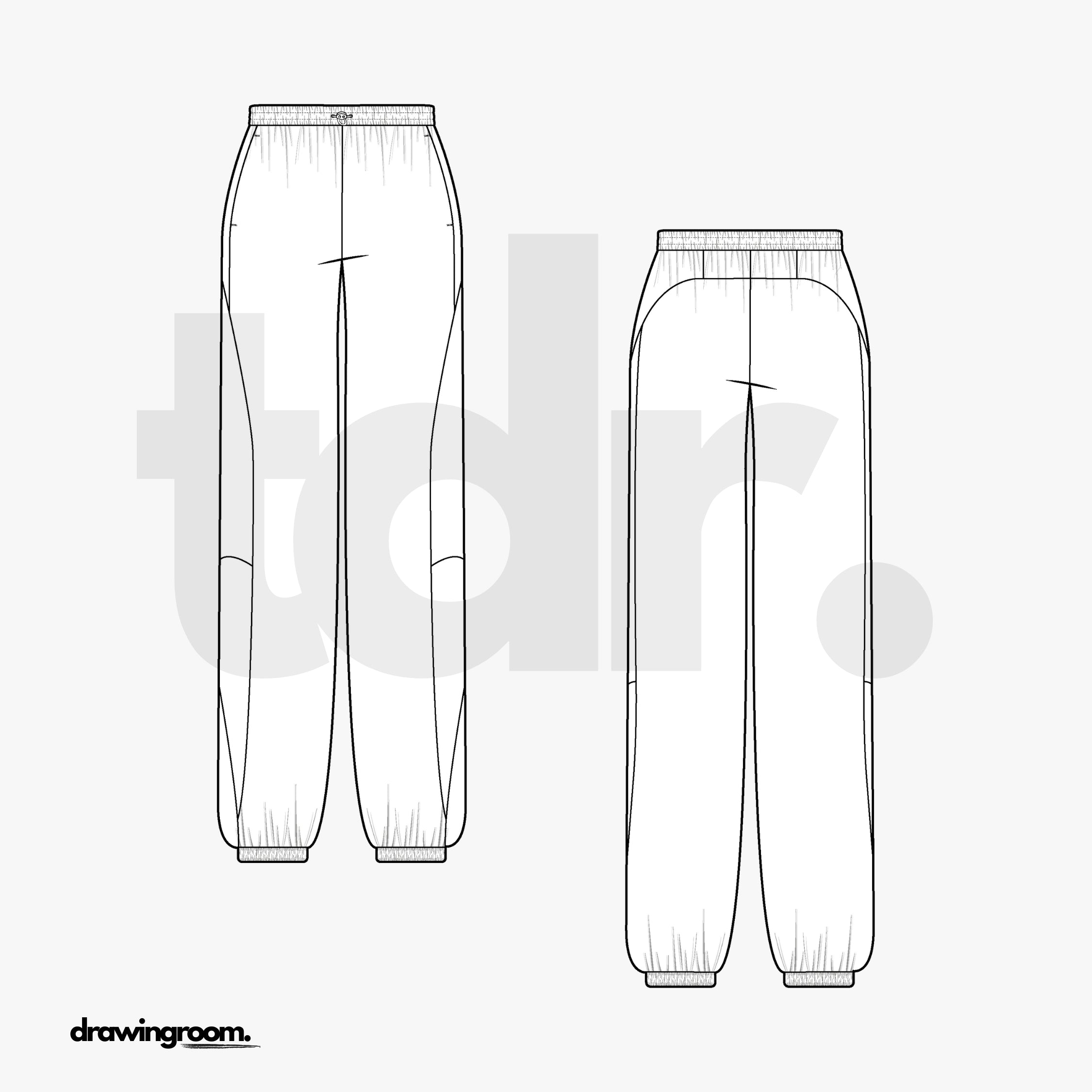 Regular Fit Sweat Pants with Side Seam Pockets and Side Seam Cut and Sew - Flat Mockup Vector