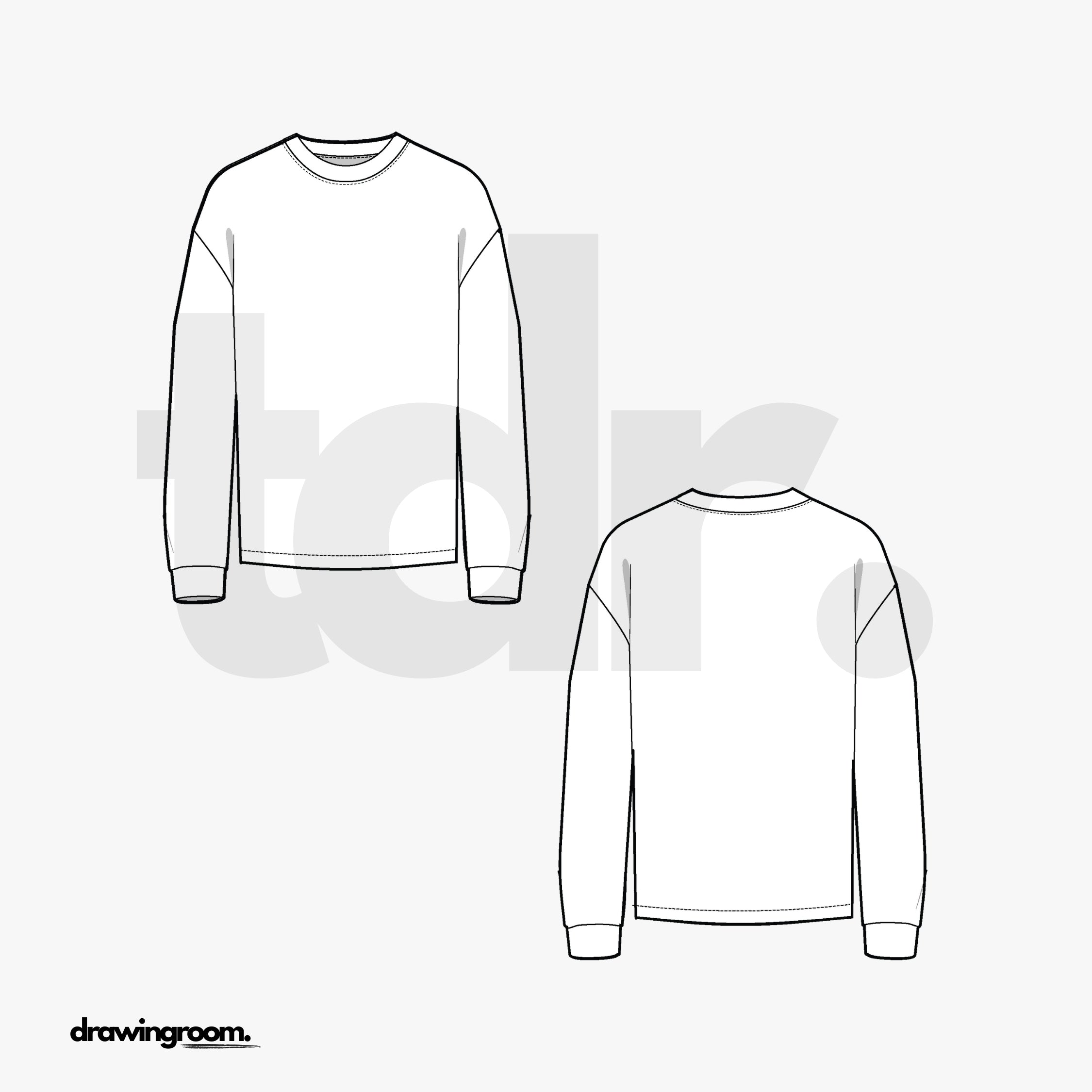 Relaxed Fit Long Sleeve T-Shirt - Flat Mockup Vector