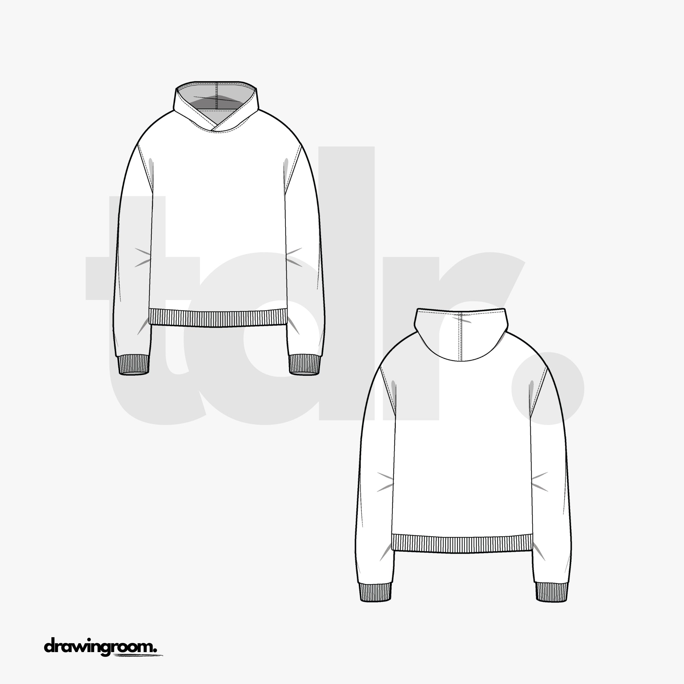 Relaxed Pullover Hoodie - Flat Mockup Vector