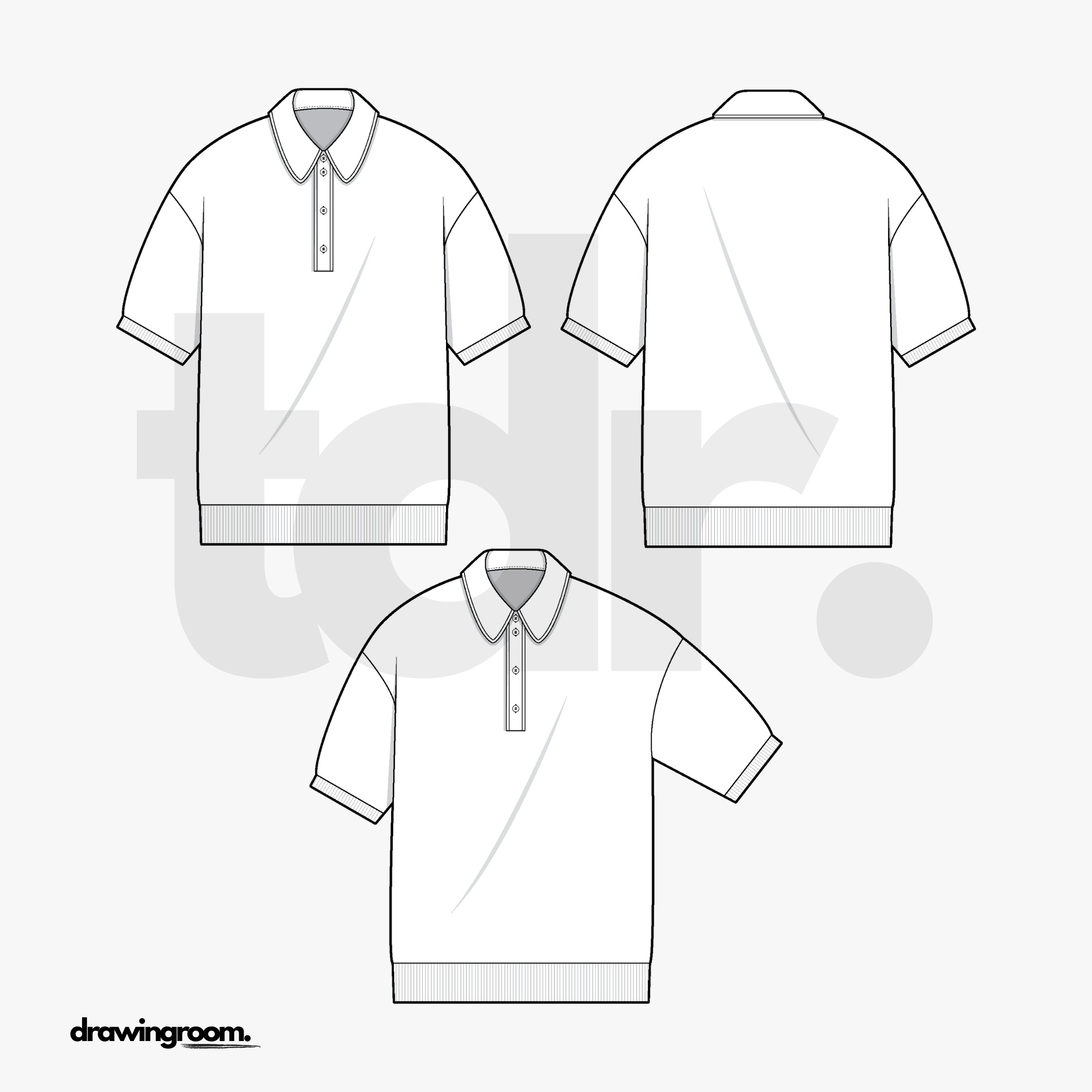 Slim Fit Short Sleeve Polo Shirt - Flat Mockup Vector