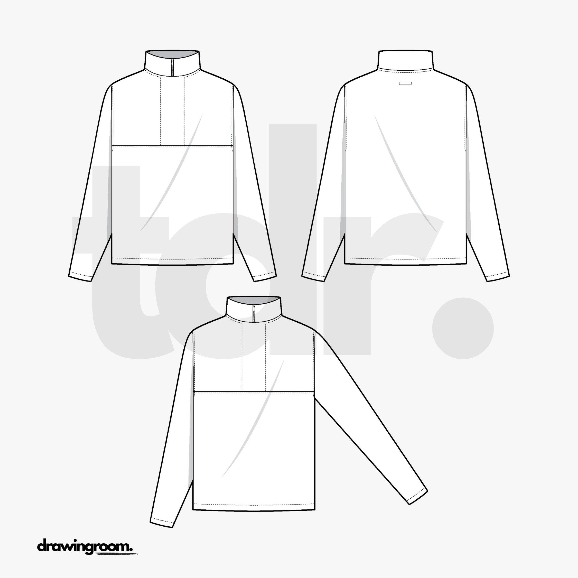 Slim Fit Quarter Zip Pullover Sweater - Flat Mockup Vector