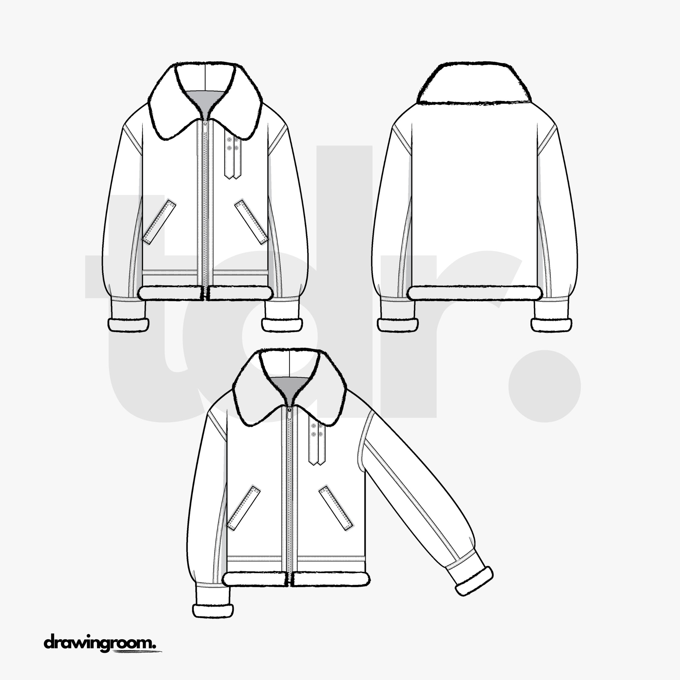 Slim Fit Aviator Jacket - Flat Mockup Vector