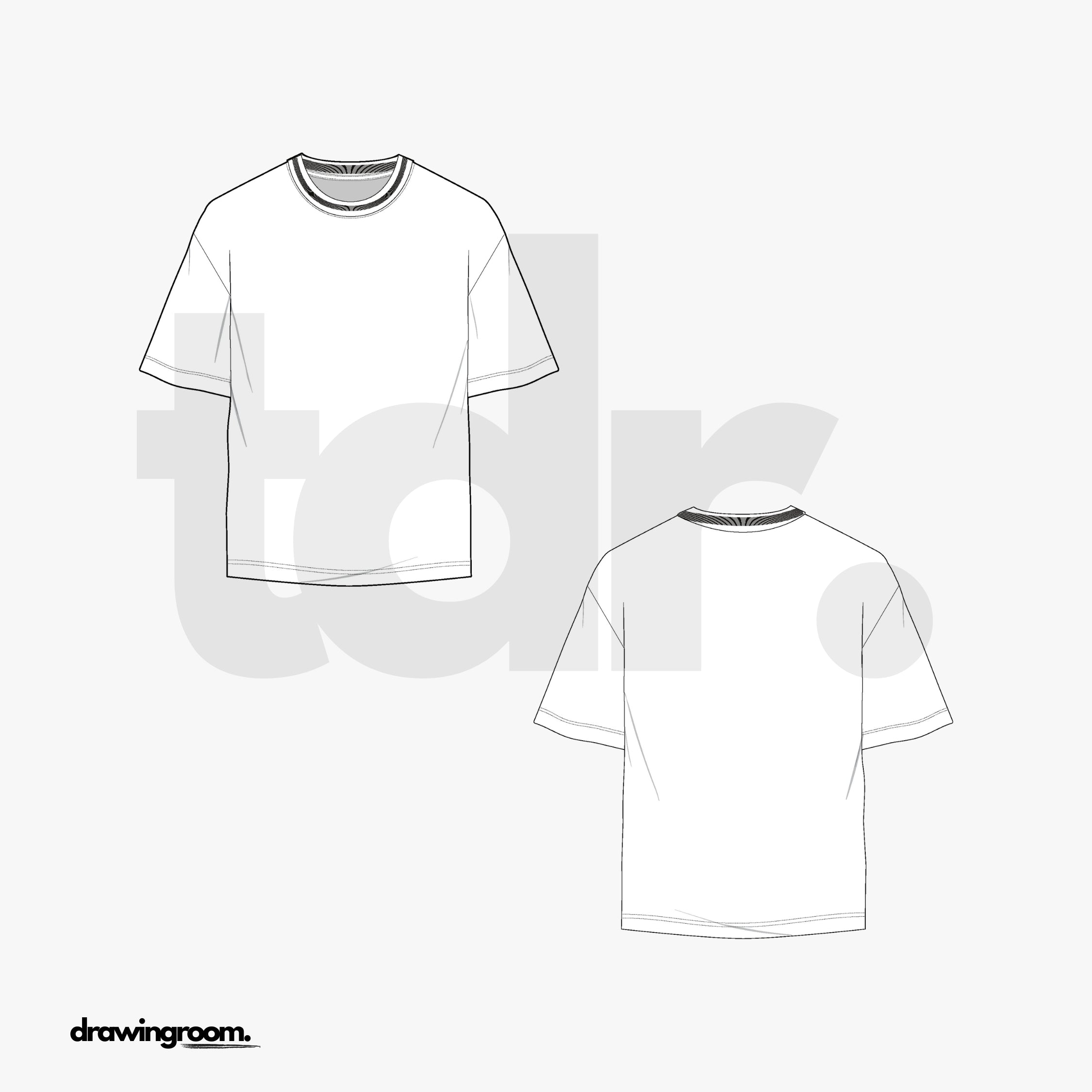 Relaxed Fit Short Sleeve Athletic T-Shirt - Flat Mockup Vector