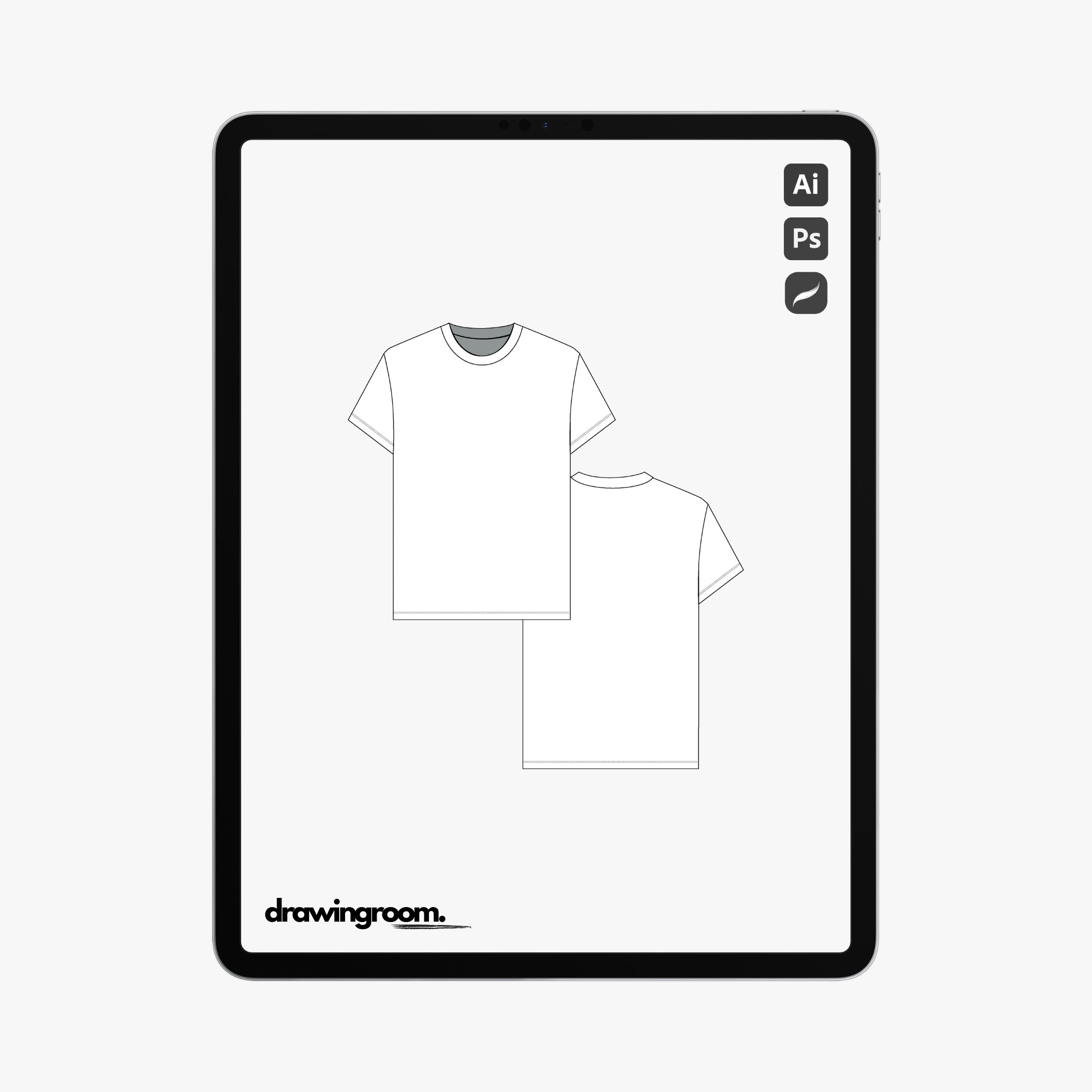 Regular Fit Short Sleeve T-Shirt - Flat Mockup Vector