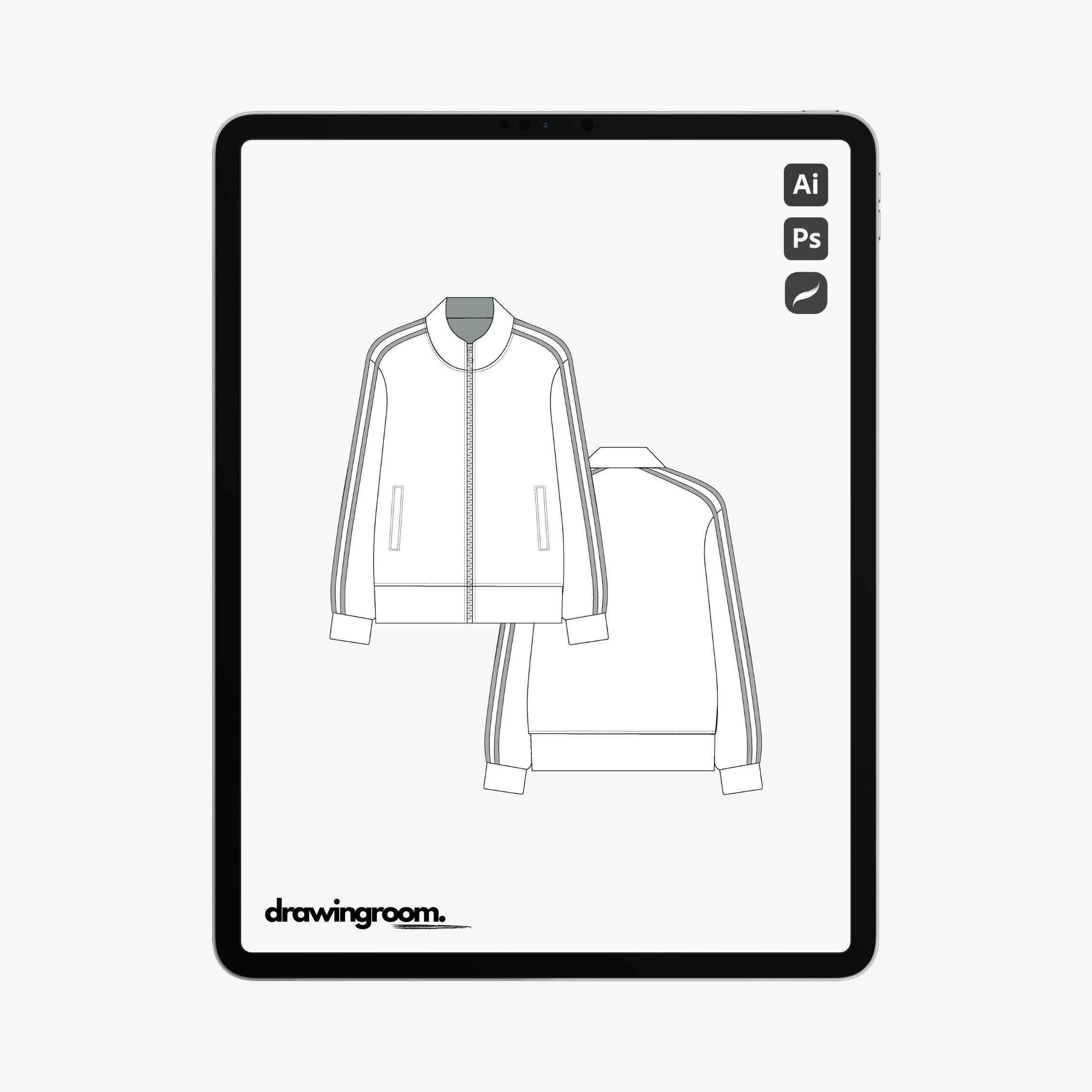 Relaxed Fit Track Jacket - Flat Mockup Vector