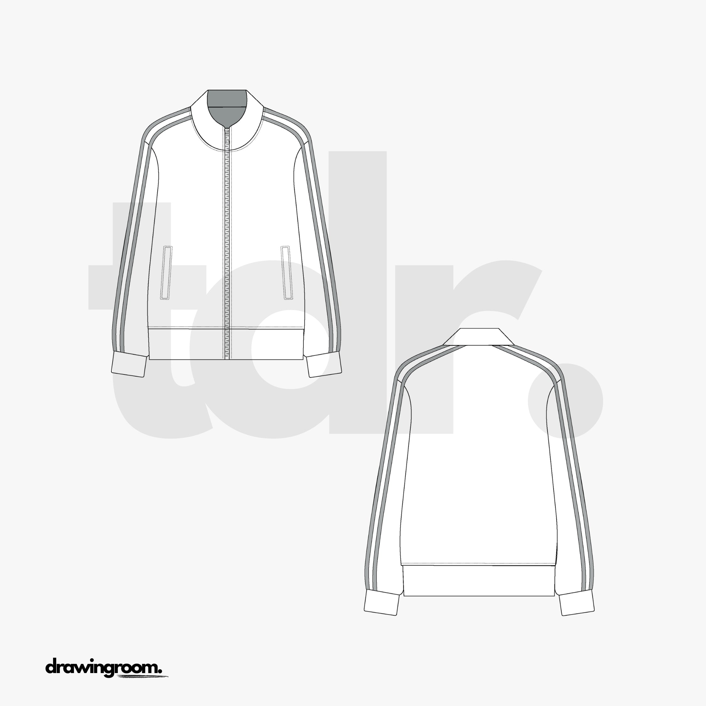 Relaxed Fit Track Jacket - Flat Mockup Vector