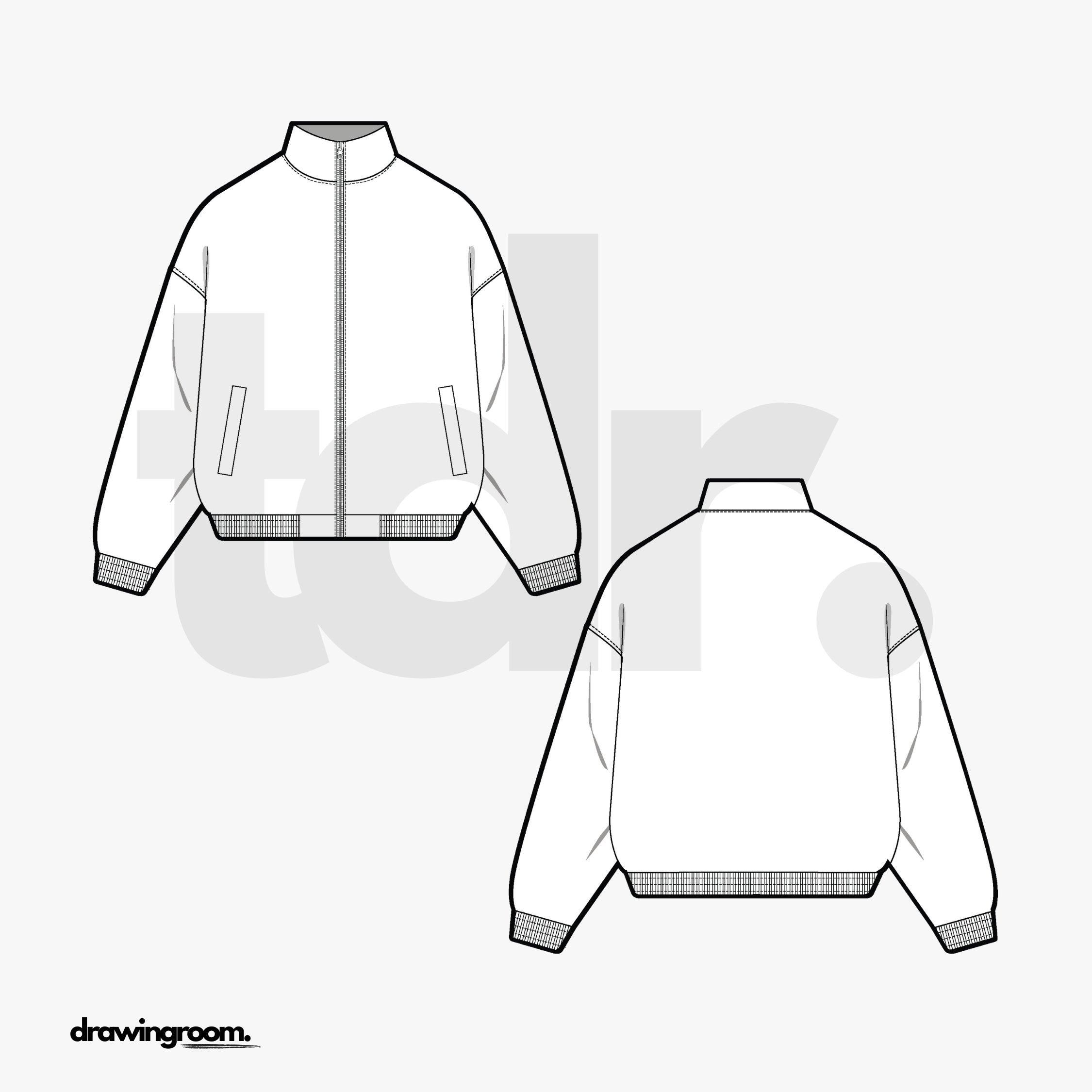 Relaxed Fit Track Jacket with Welt Pocket - Flat Mockup Vector