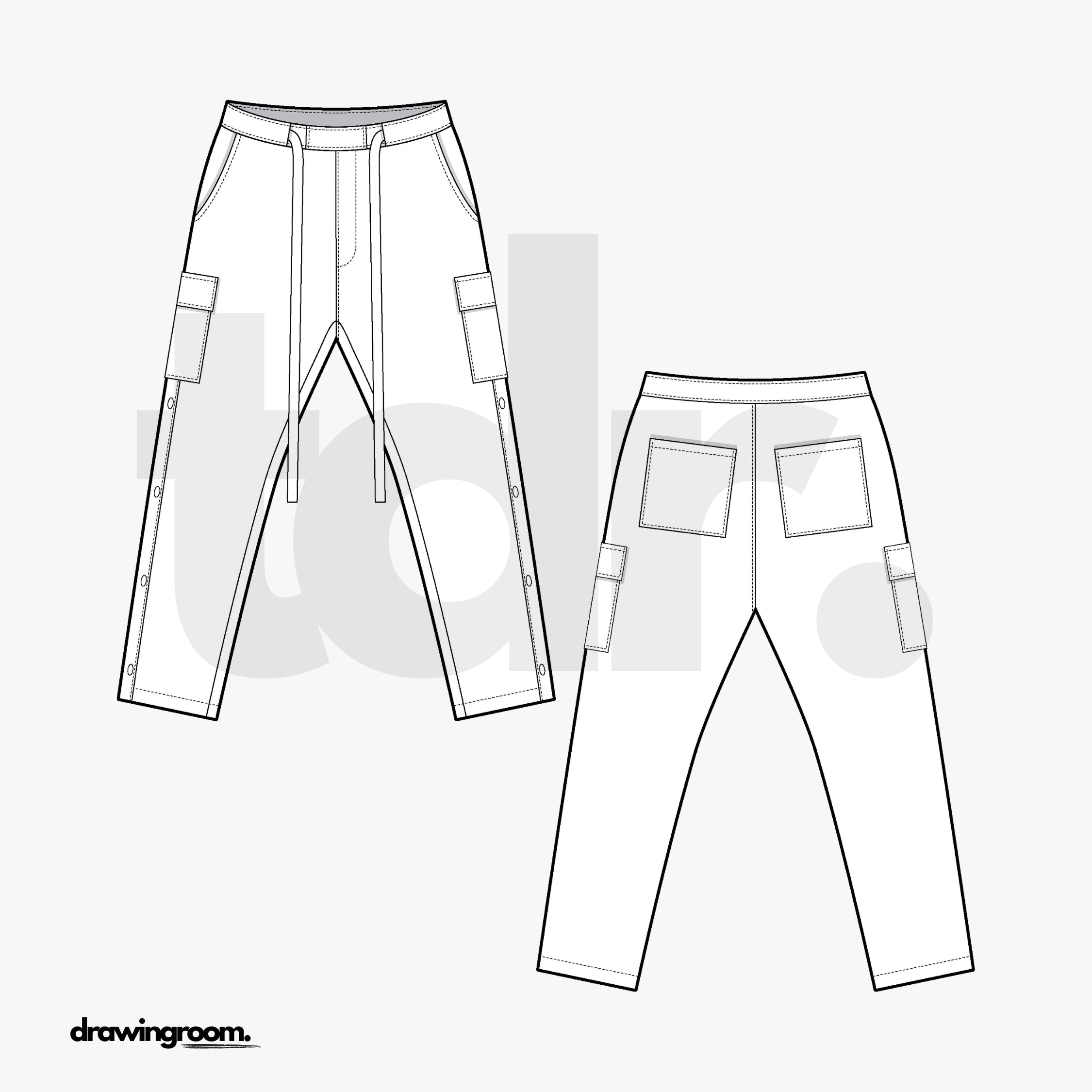 Relaxed Fit Cargo Track Pants - Flat Mockup Vector