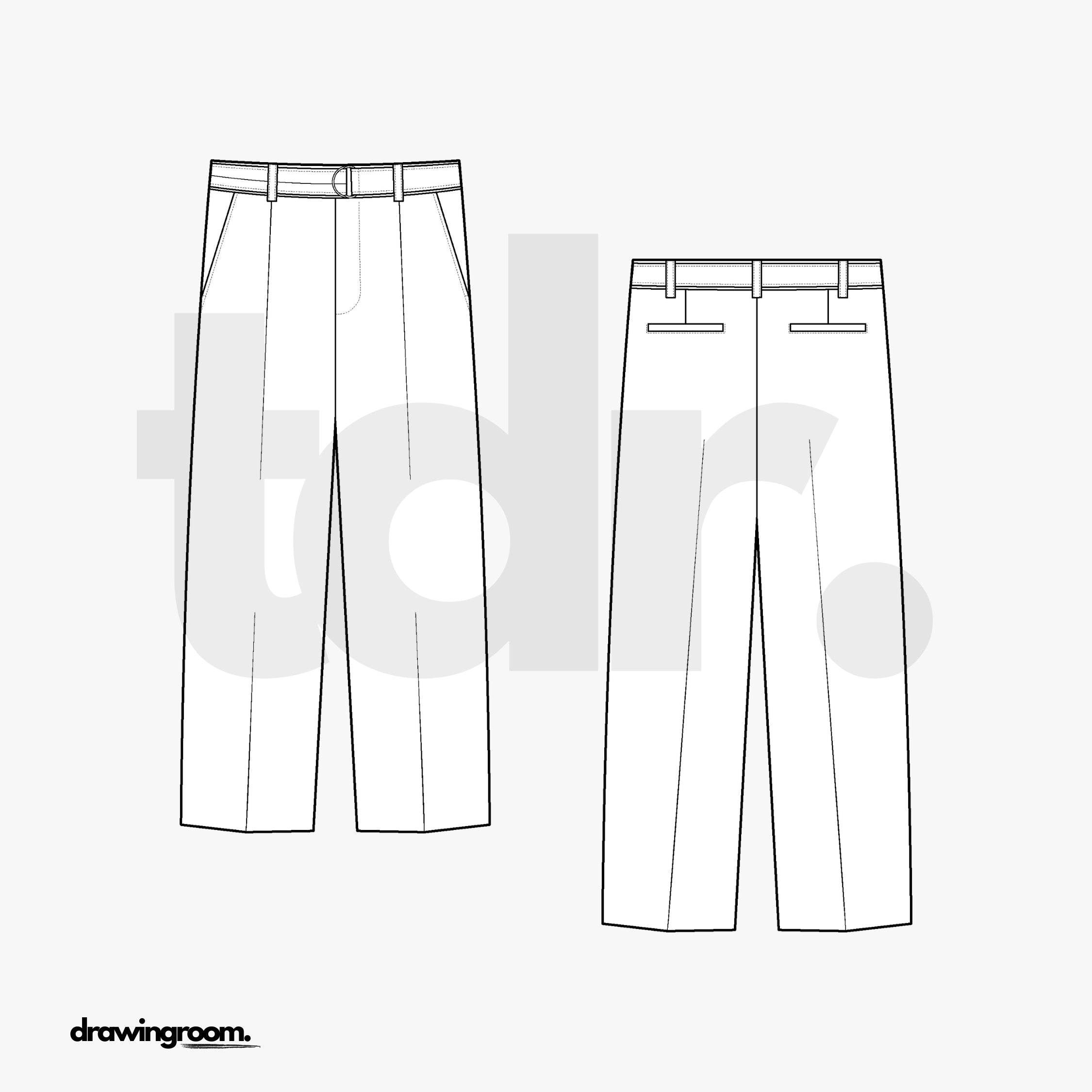 Relaxed Fit Cropped Trousers - Flat Mockup Vector