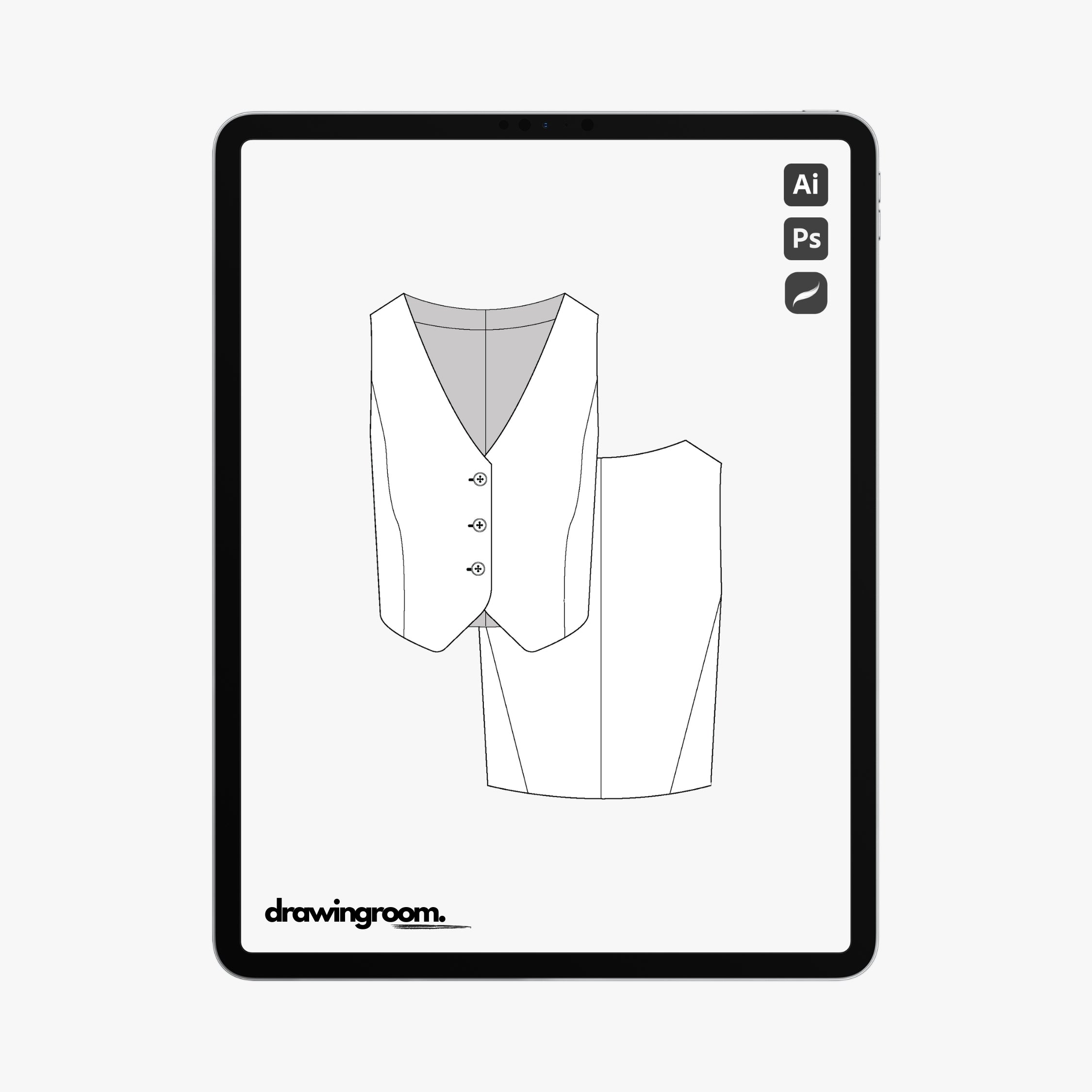 Relaxed Suit Vest - Flat Mockup Vector