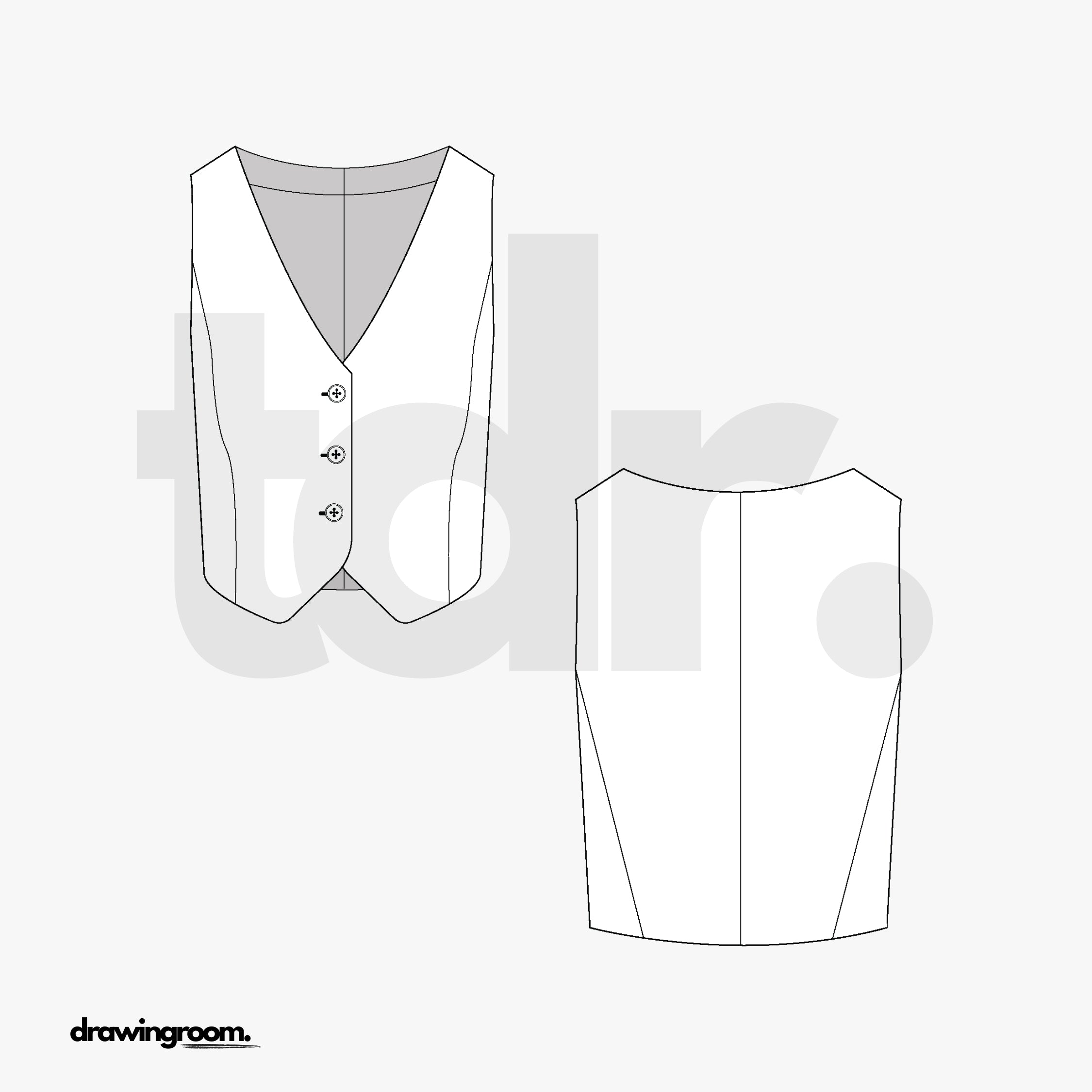 Relaxed Suit Vest - Flat Mockup Vector