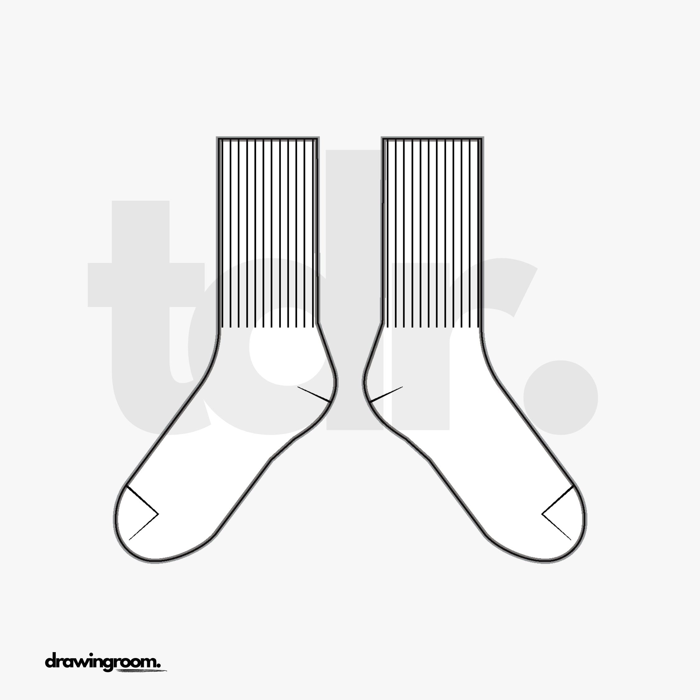 Ribbed Mid-Calf Socks - Flat Mockup Vector