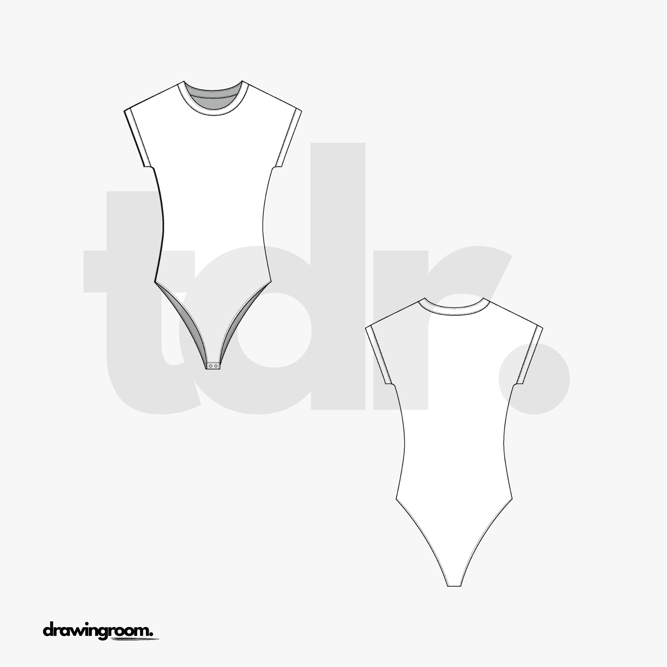 Round Neck Short Sleeve Body Suit - Flat Mockup Vector