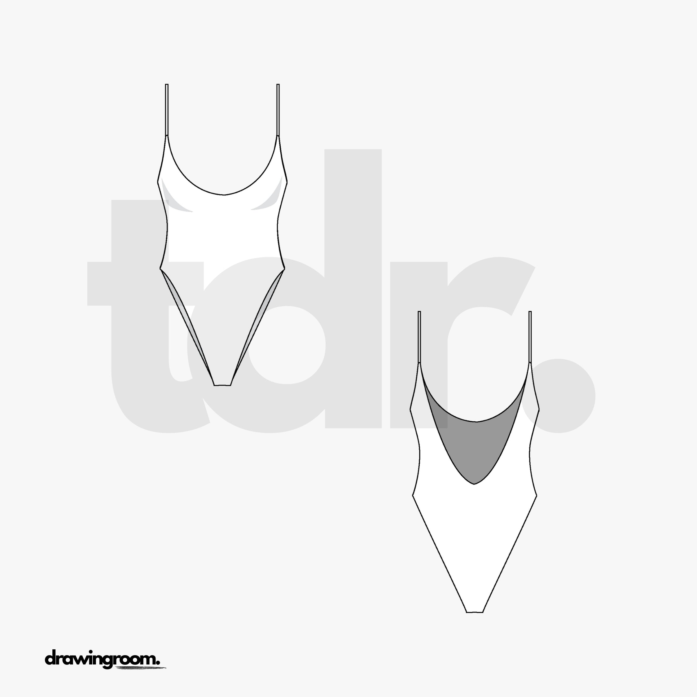 Scoop Neck One Piece Swim Suit - Flat Mockup Vector