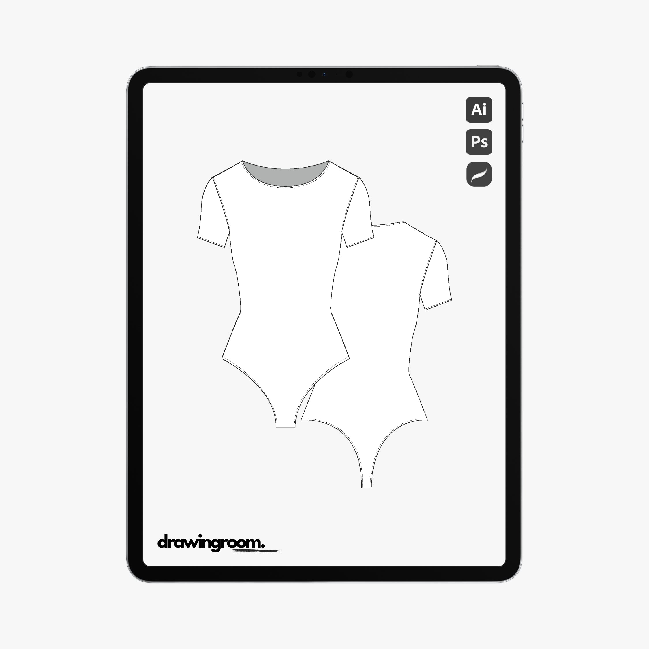 Scoop Neck Short Sleeve Body Suit - Flat Mockup Vector