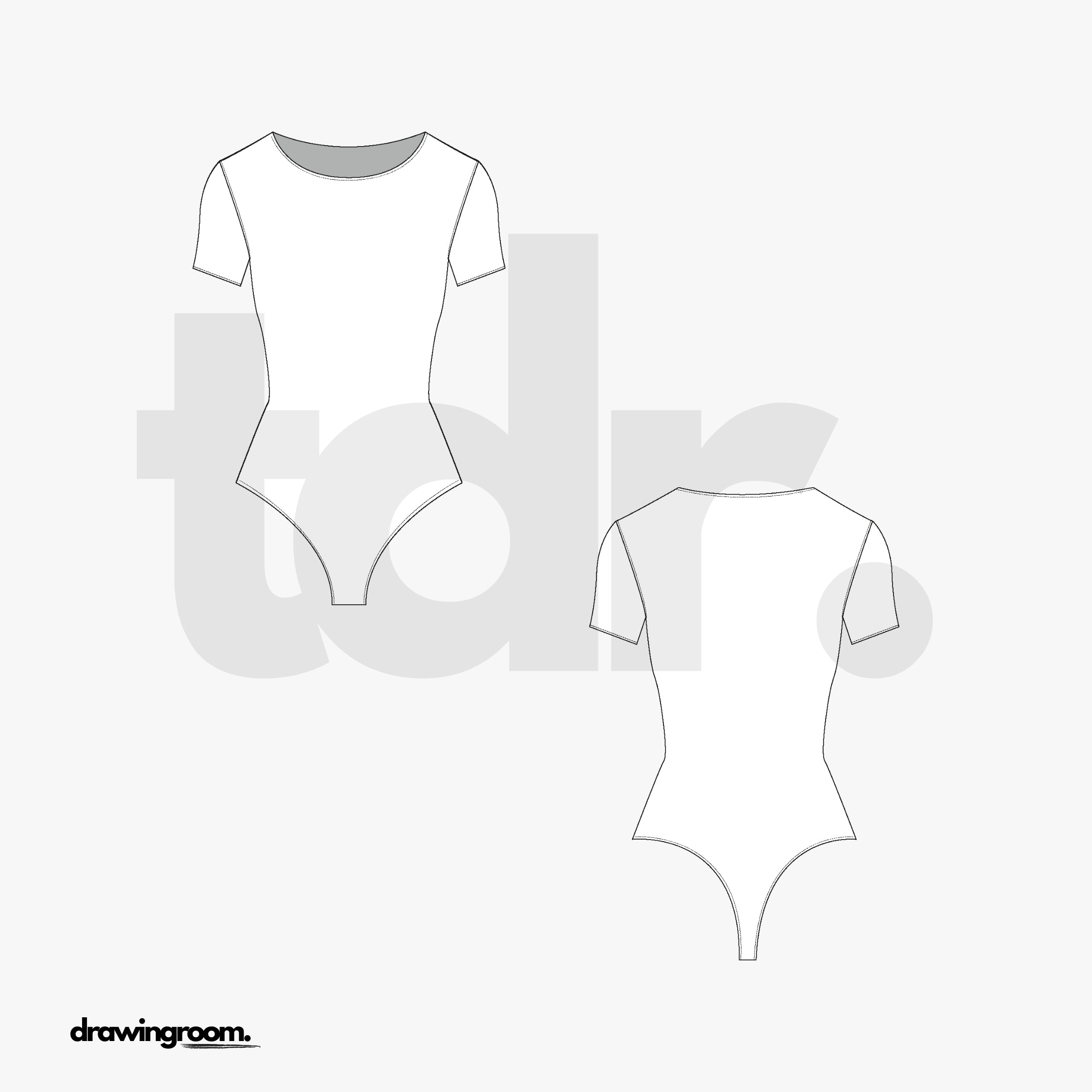 Scoop Neck Short Sleeve Body Suit - Flat Mockup Vector