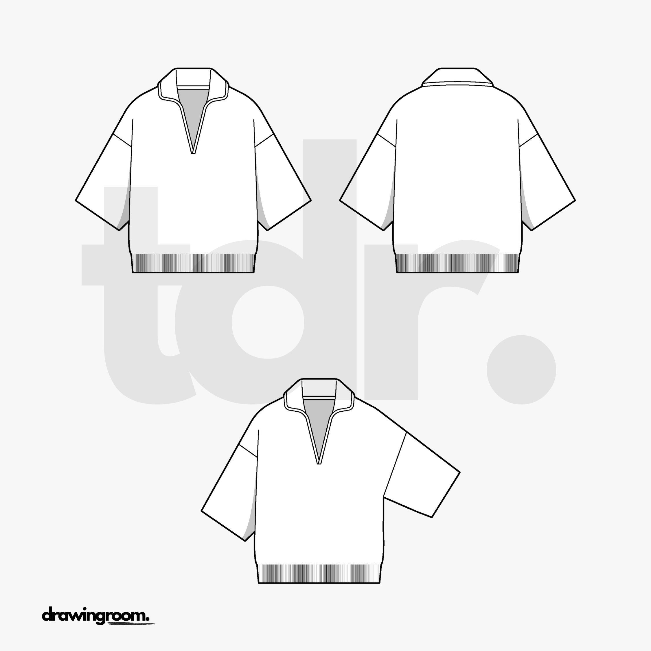 Short Sleeve Pullover Polo Sweater - Flat Mockup Vector