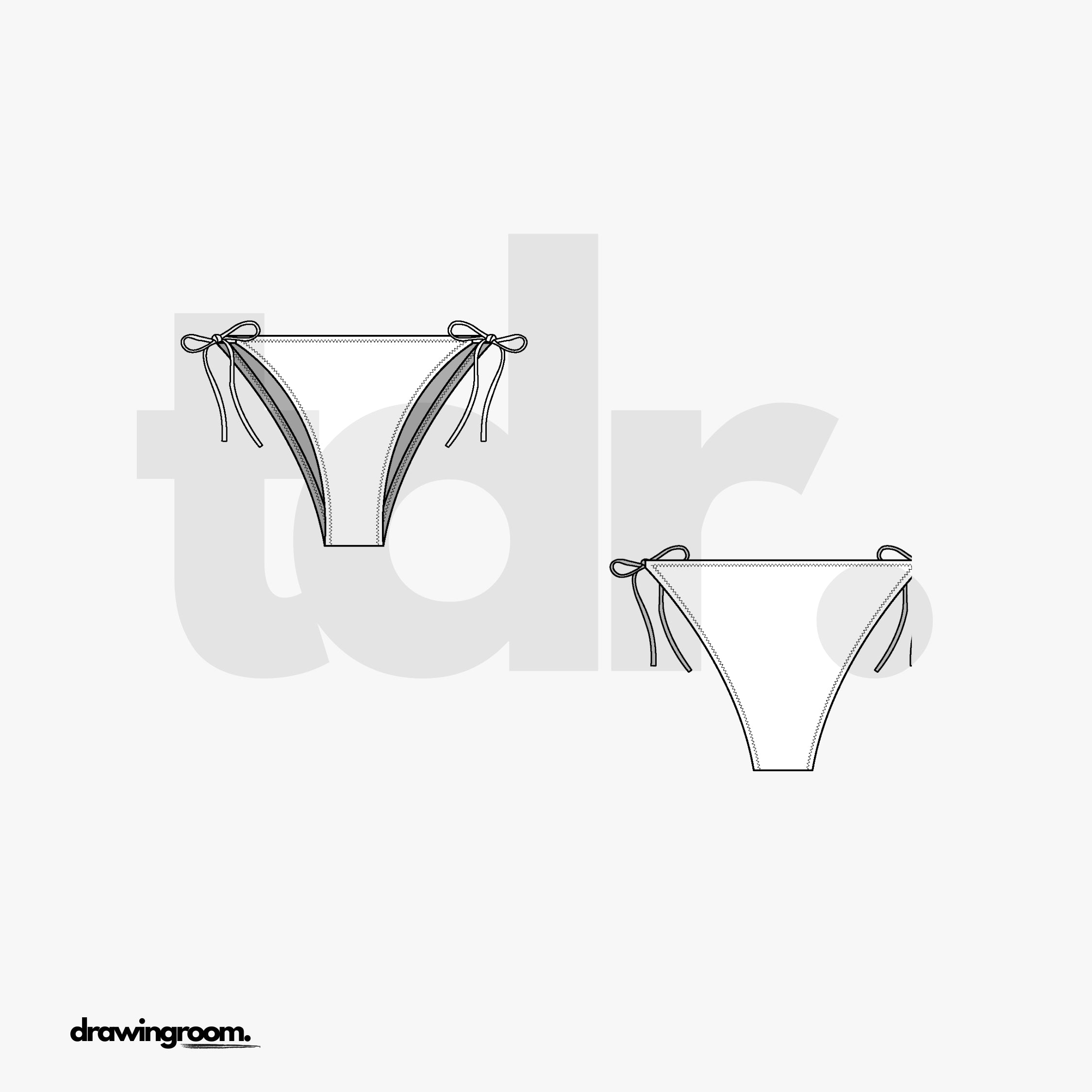 Side Tie Bikini Bottom - Flat Mockup Vector