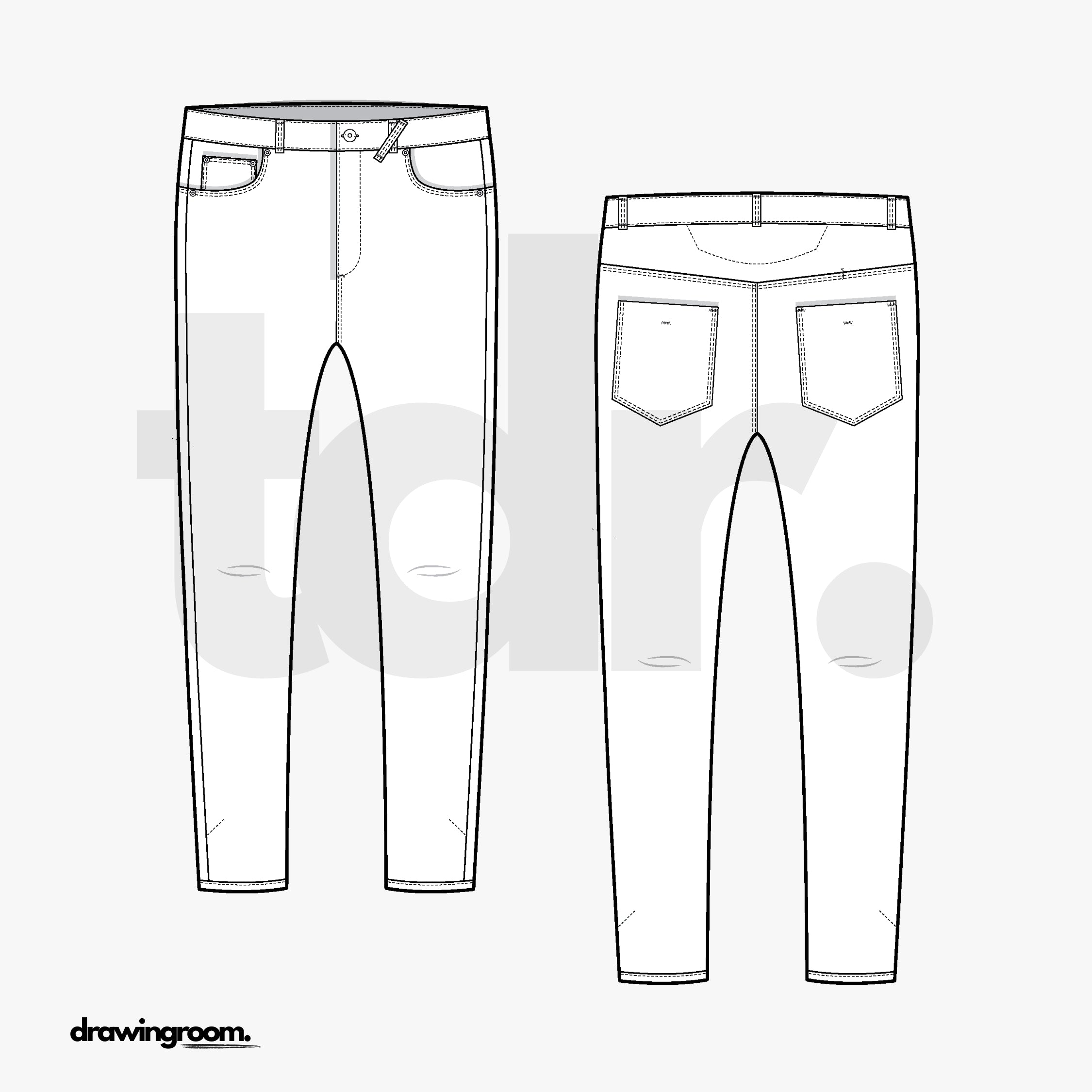 Skinny Fit Jeans - Flat Mockup Vector