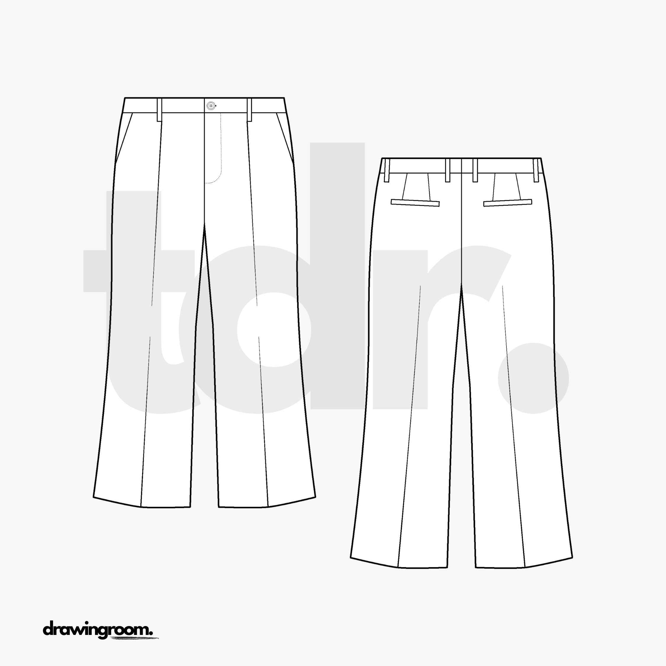 Slight Flared Cropped Trousers - Flat Mockup Vector