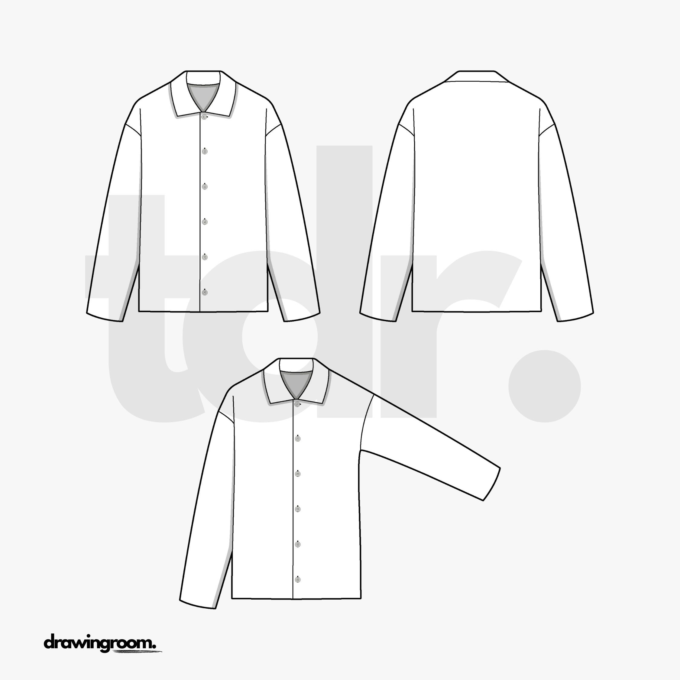 Slim Fit Button Up Jacket - Flat Mockup Vector