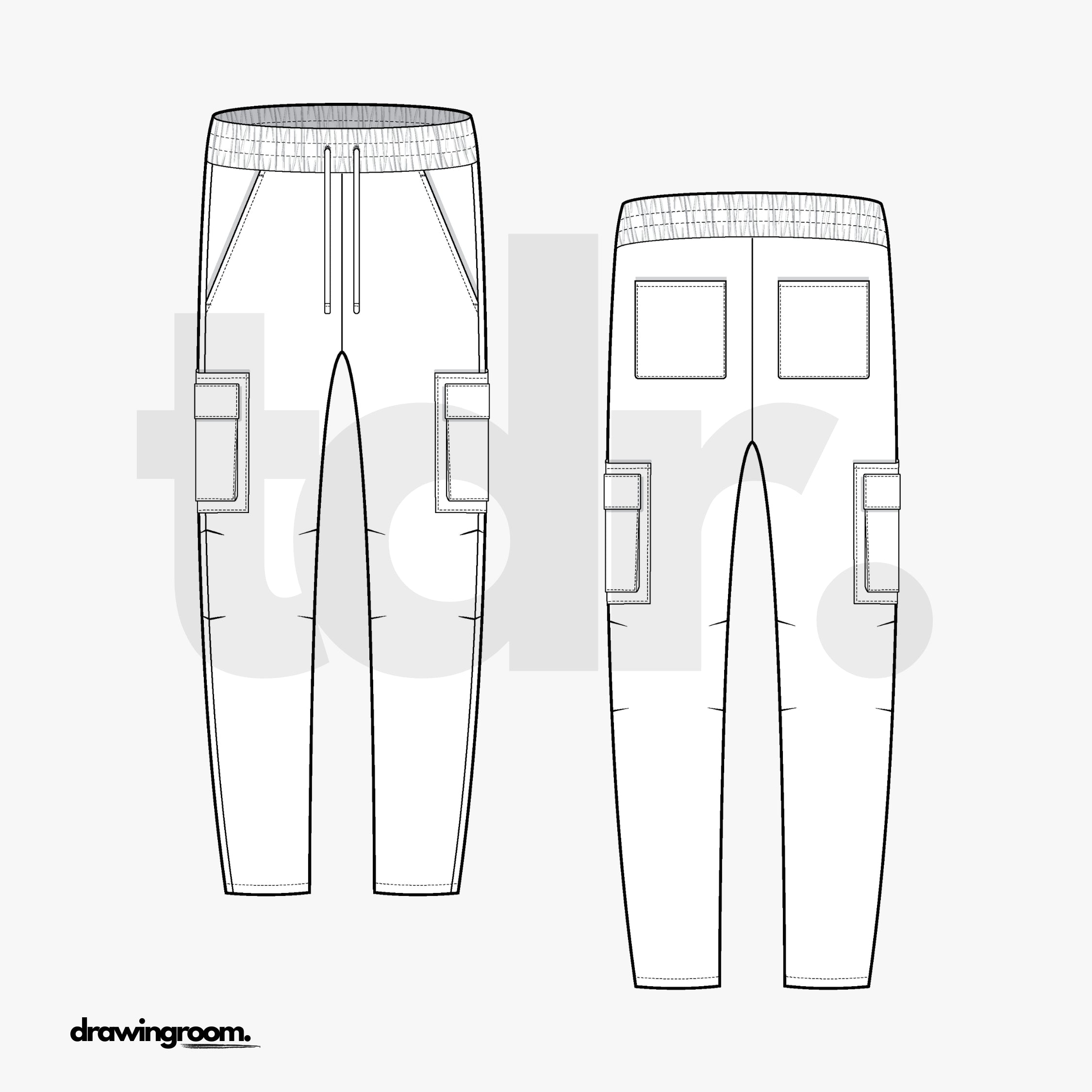 Slim Fit Cargo Pants - Flat Mockup Vector