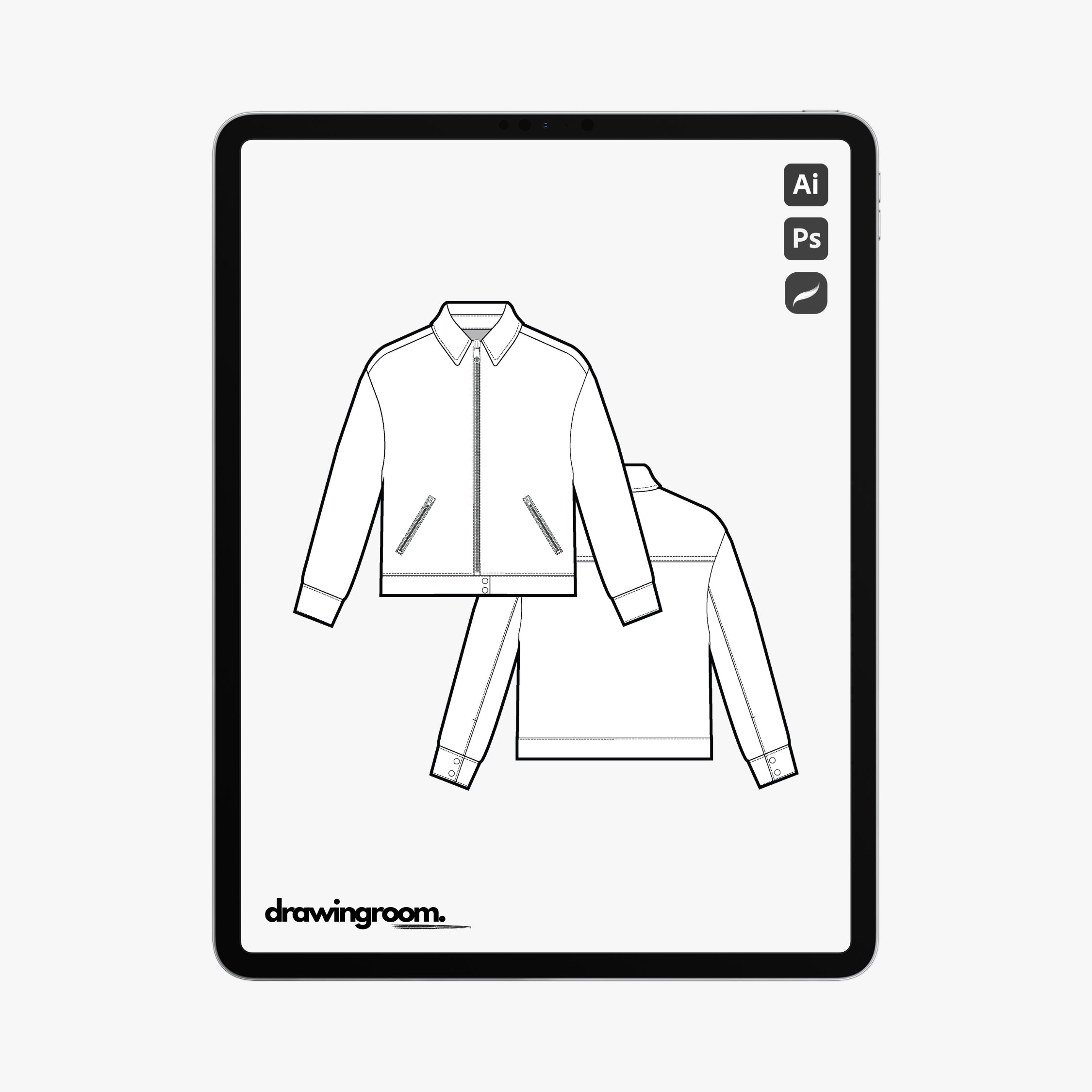 Slim Fit Harrington Jacket - Flat Mockup Vector