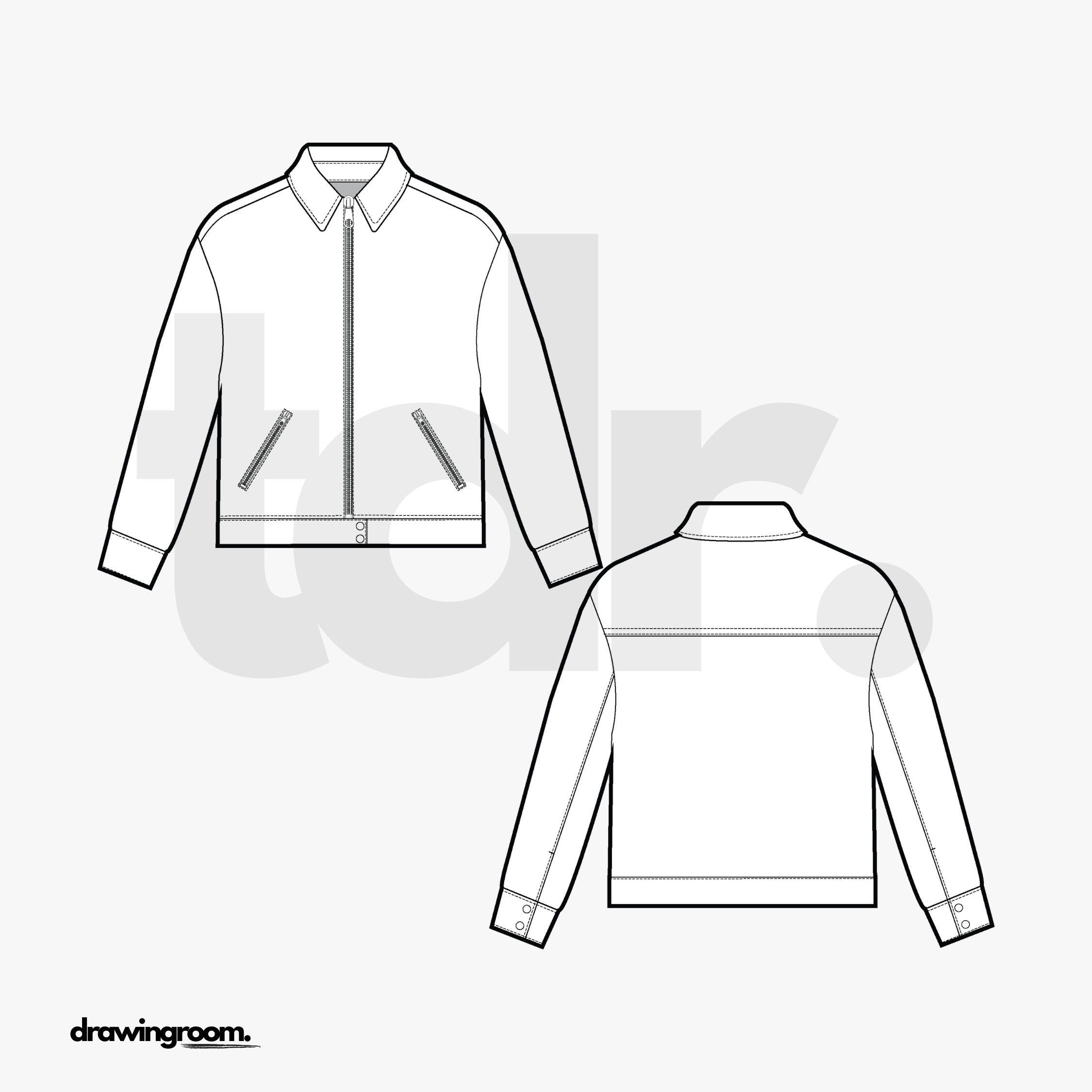 Slim Fit Harrington Jacket - Flat Mockup Vector