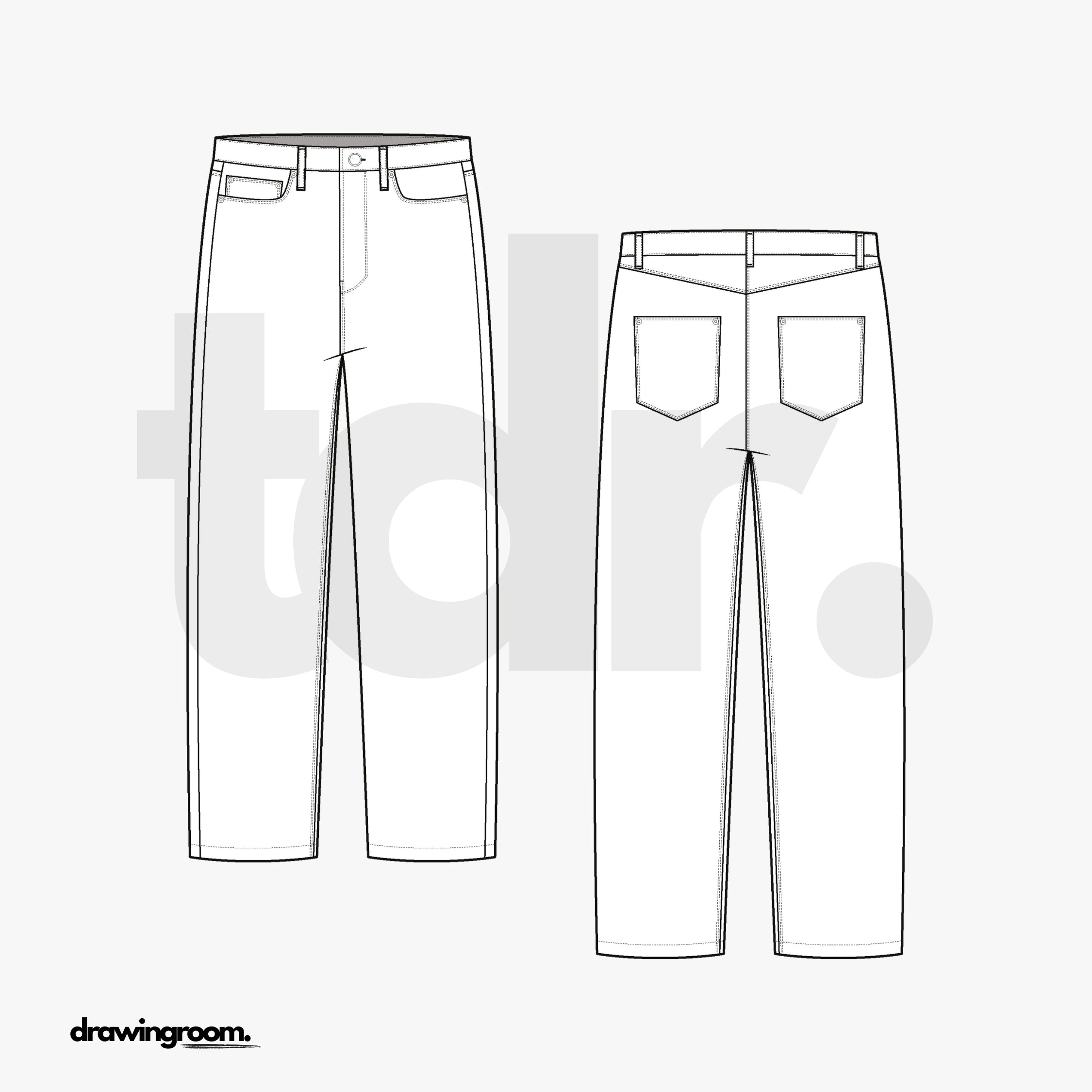 Slim Fit Jeans - Flat Mockup Vector