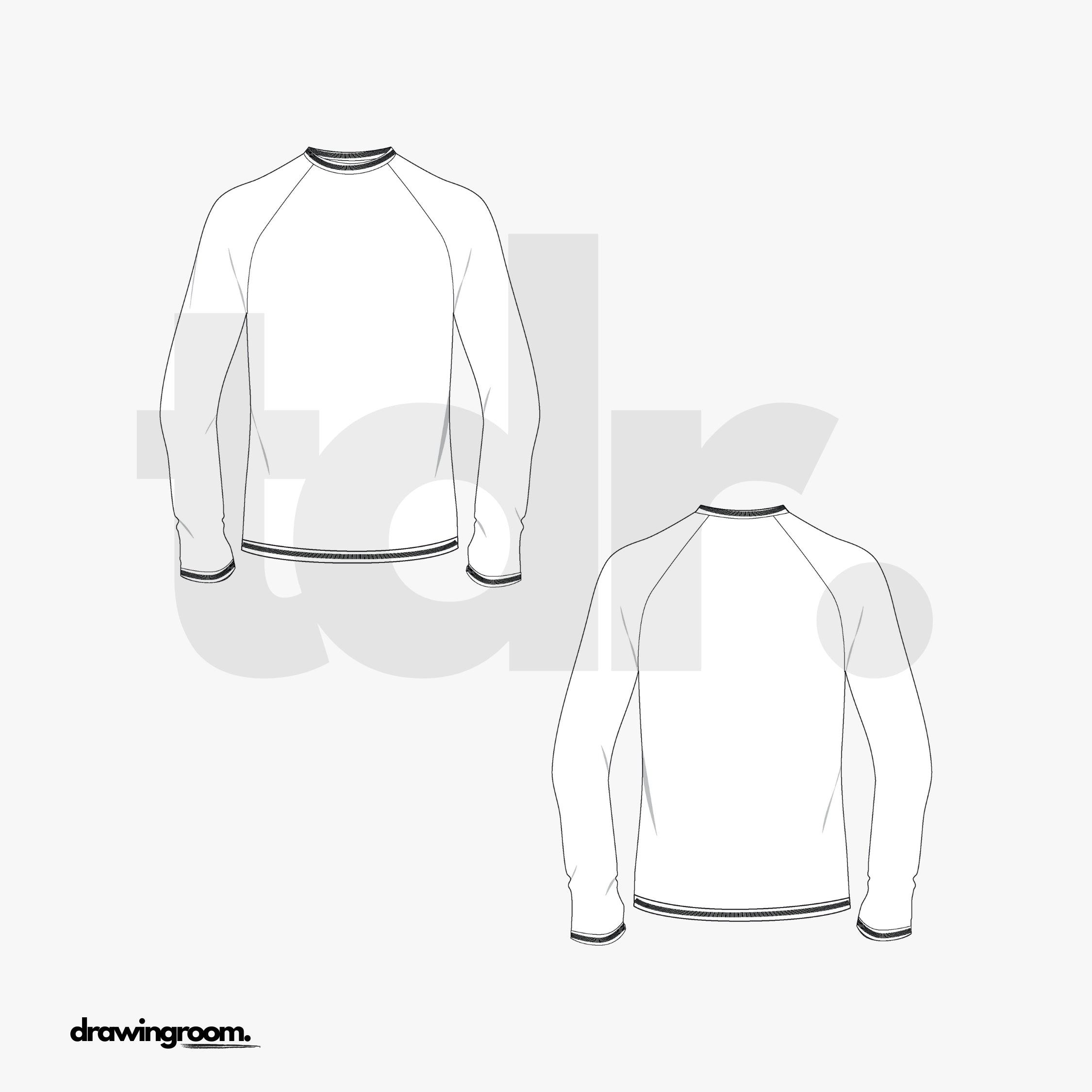 Slim Fit Long Sleeve Athletic Shirt - Flat Mockup Vector