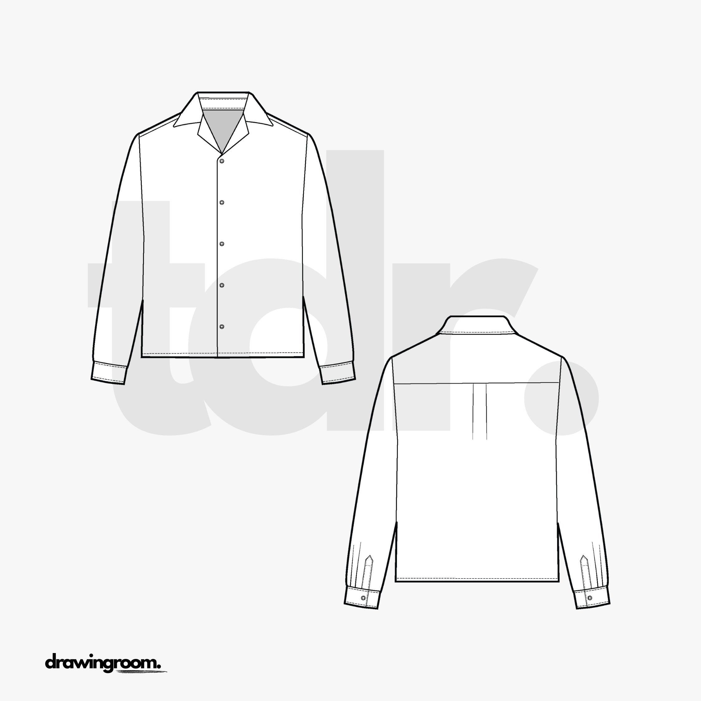 Slim Fit Long Sleeve Button Up Shirt - Flat Mockup Vector