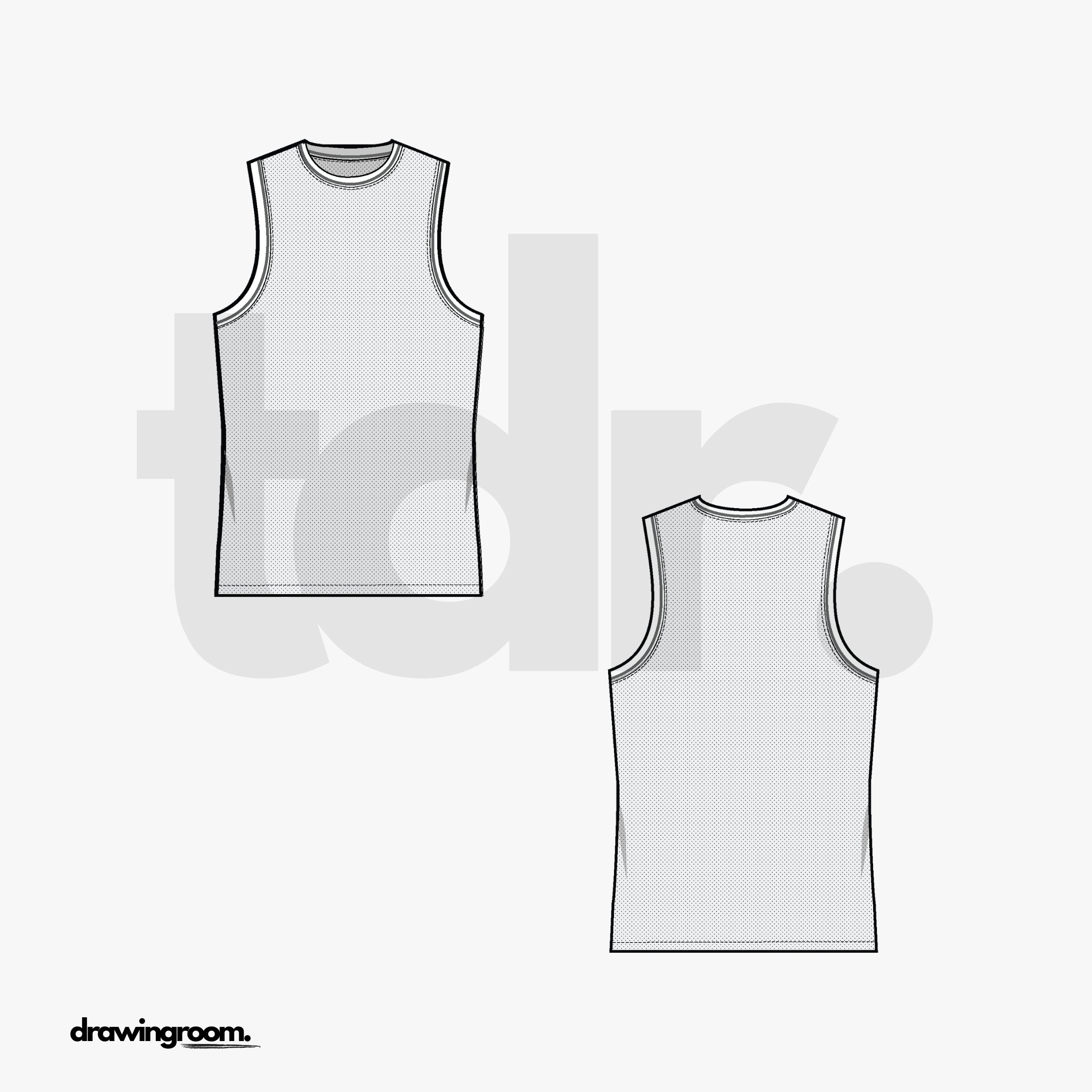 Slim Fit Patterned Tank - Flat Mockup Vector