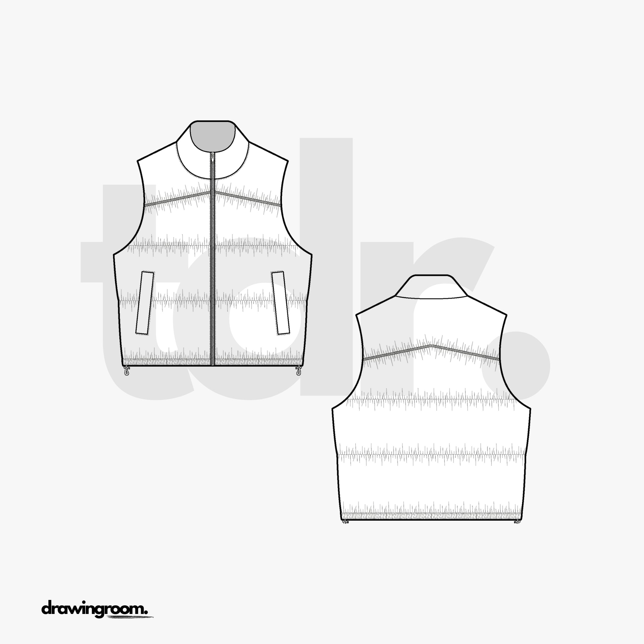 Slim Fit Puffer Vest - Flat Mockup Vector