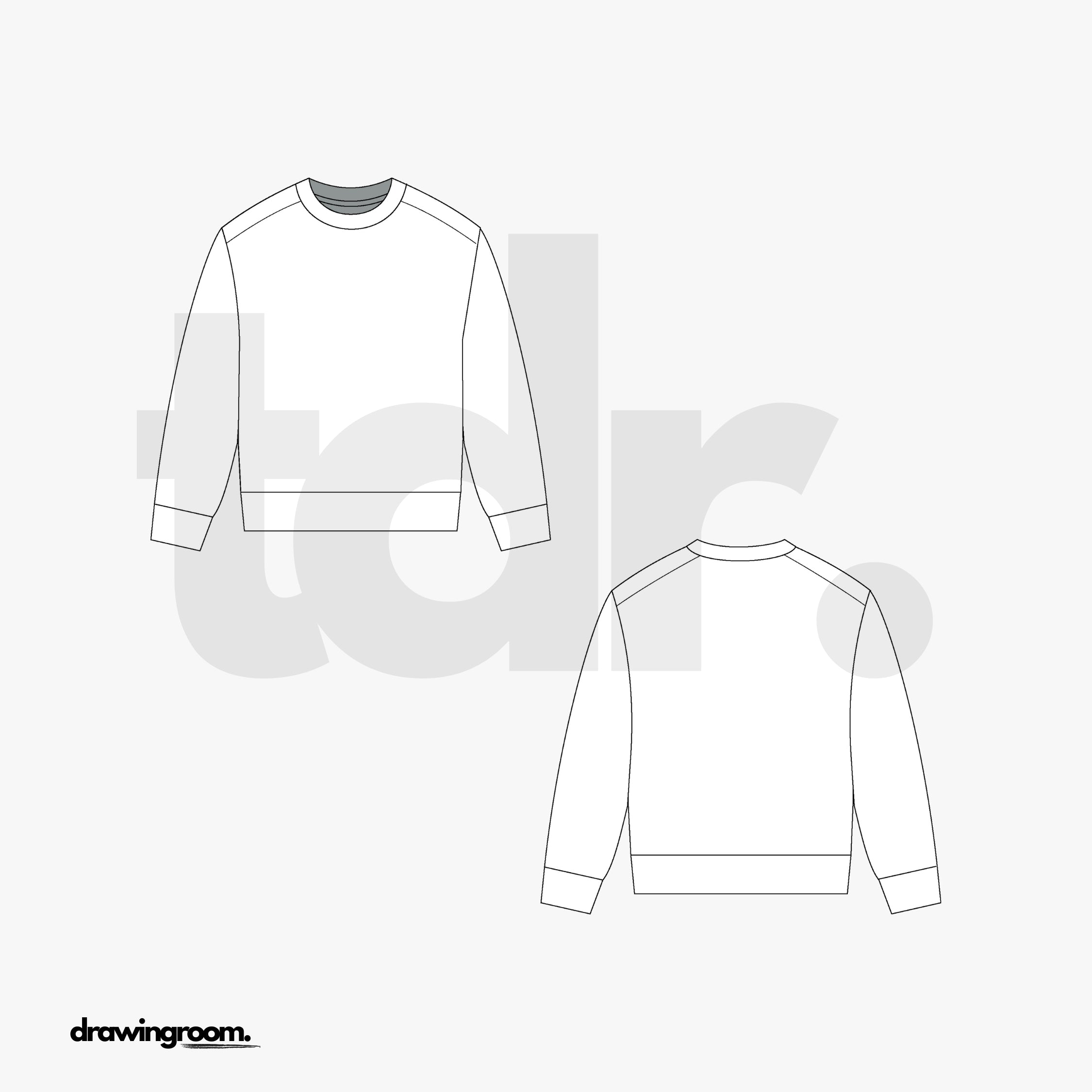 Slim Fit Pullover Crewneck - Flat Mockup Vector