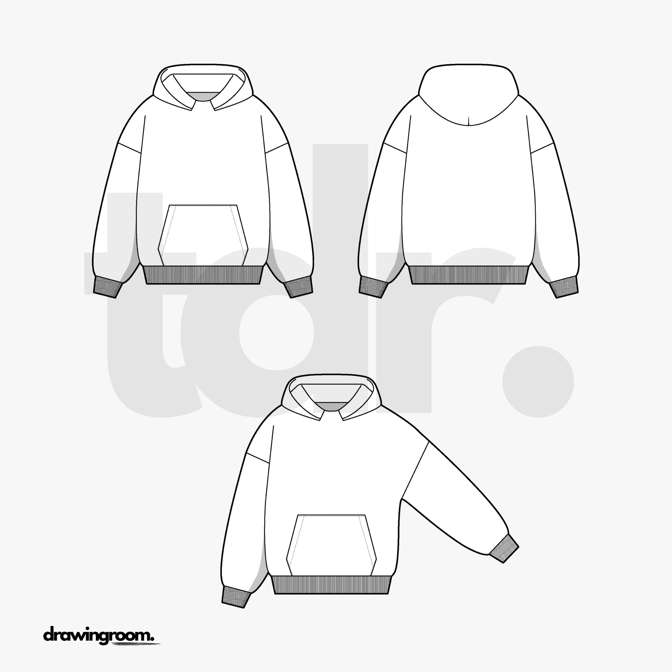 Slim Fit Pullover Hoodie with Pouch Pocket - Flat Mockup Vector