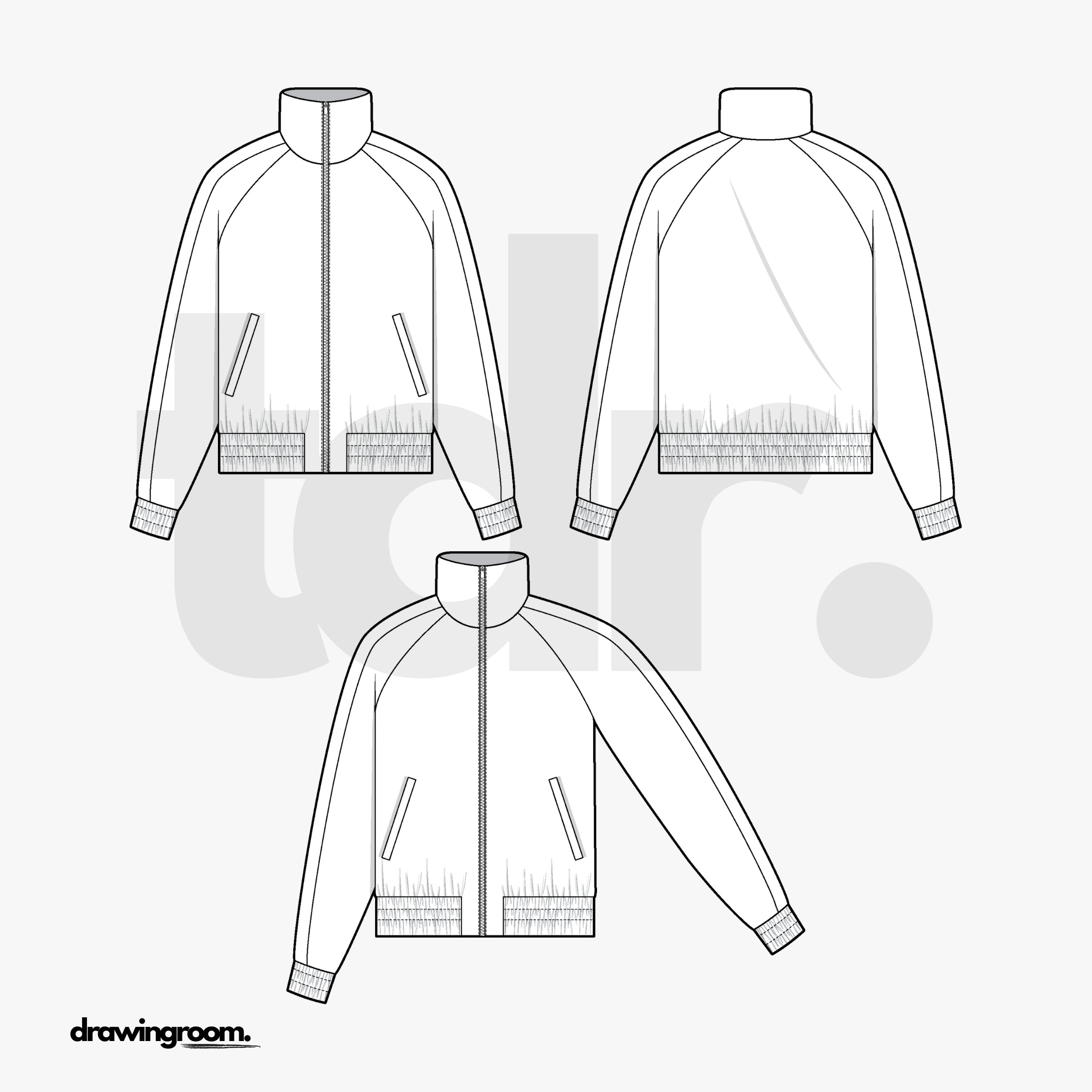 Slim Fit Raglan Track Jacket - Flat Mockup Vector