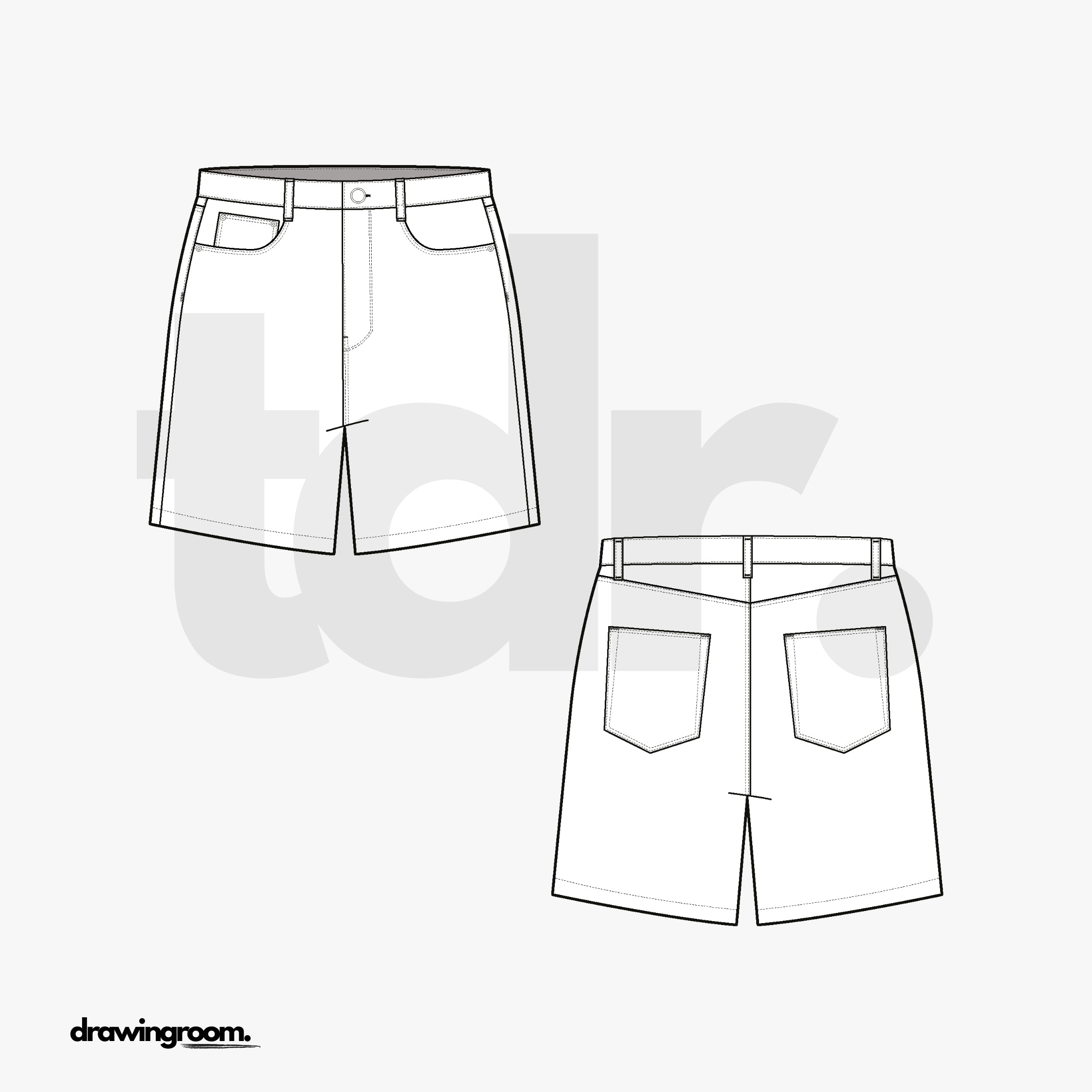 Slim Fit Shorts - Flat Mockup Vector