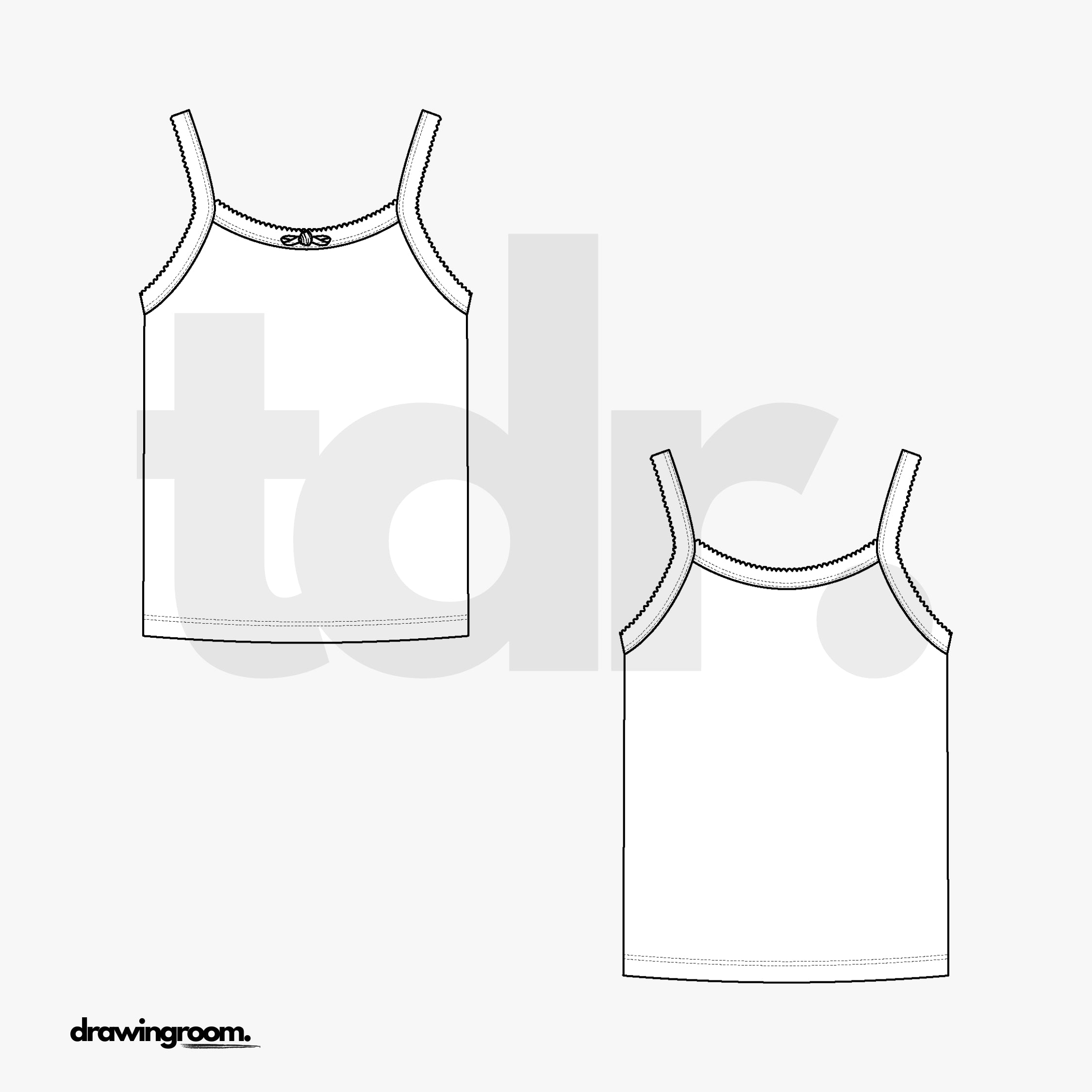 Slim Fit Spaghetti Strap Tank Top with Small Bow - Flat Mockup Vector