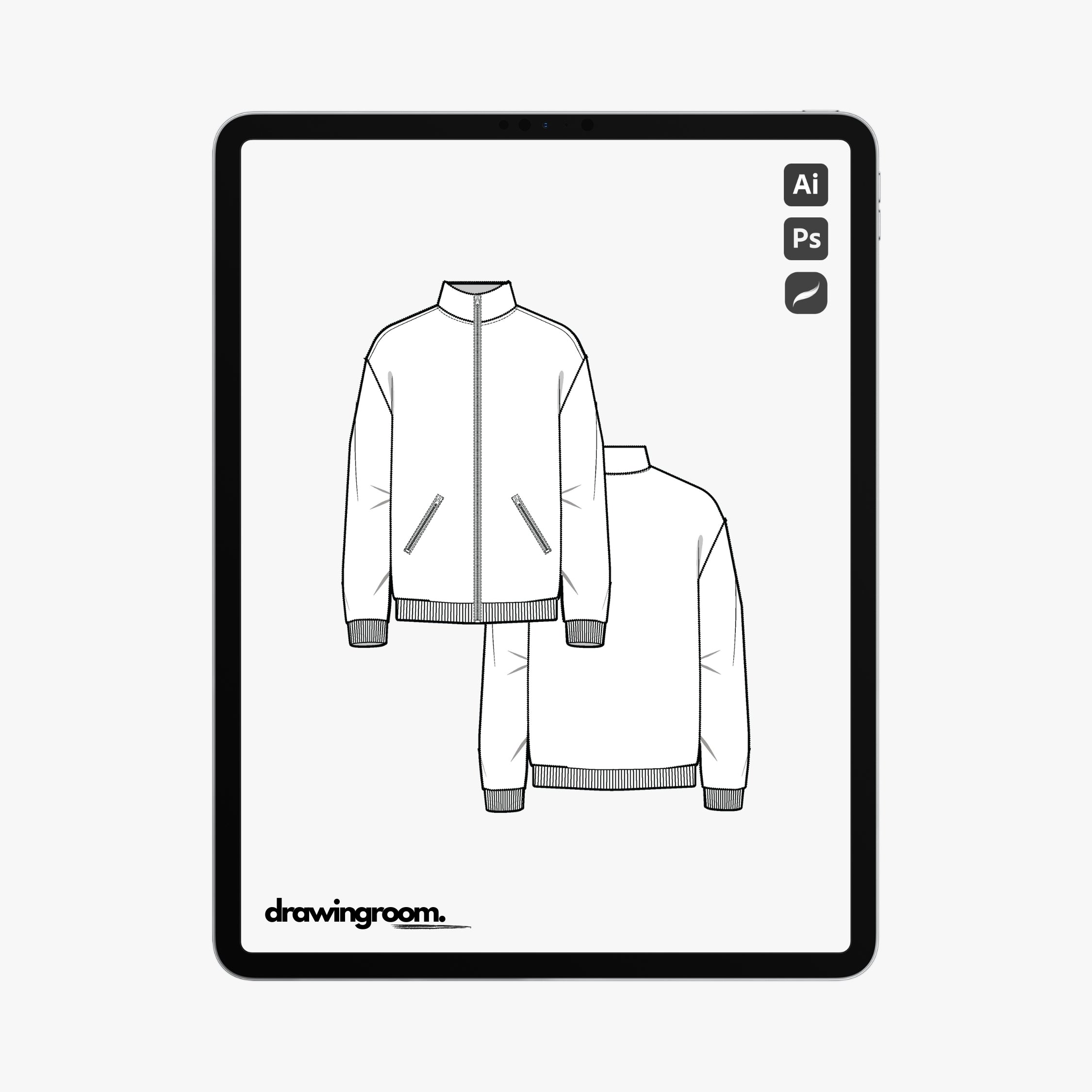 Slim Fit Track Jacket - Flat Mockup Vector