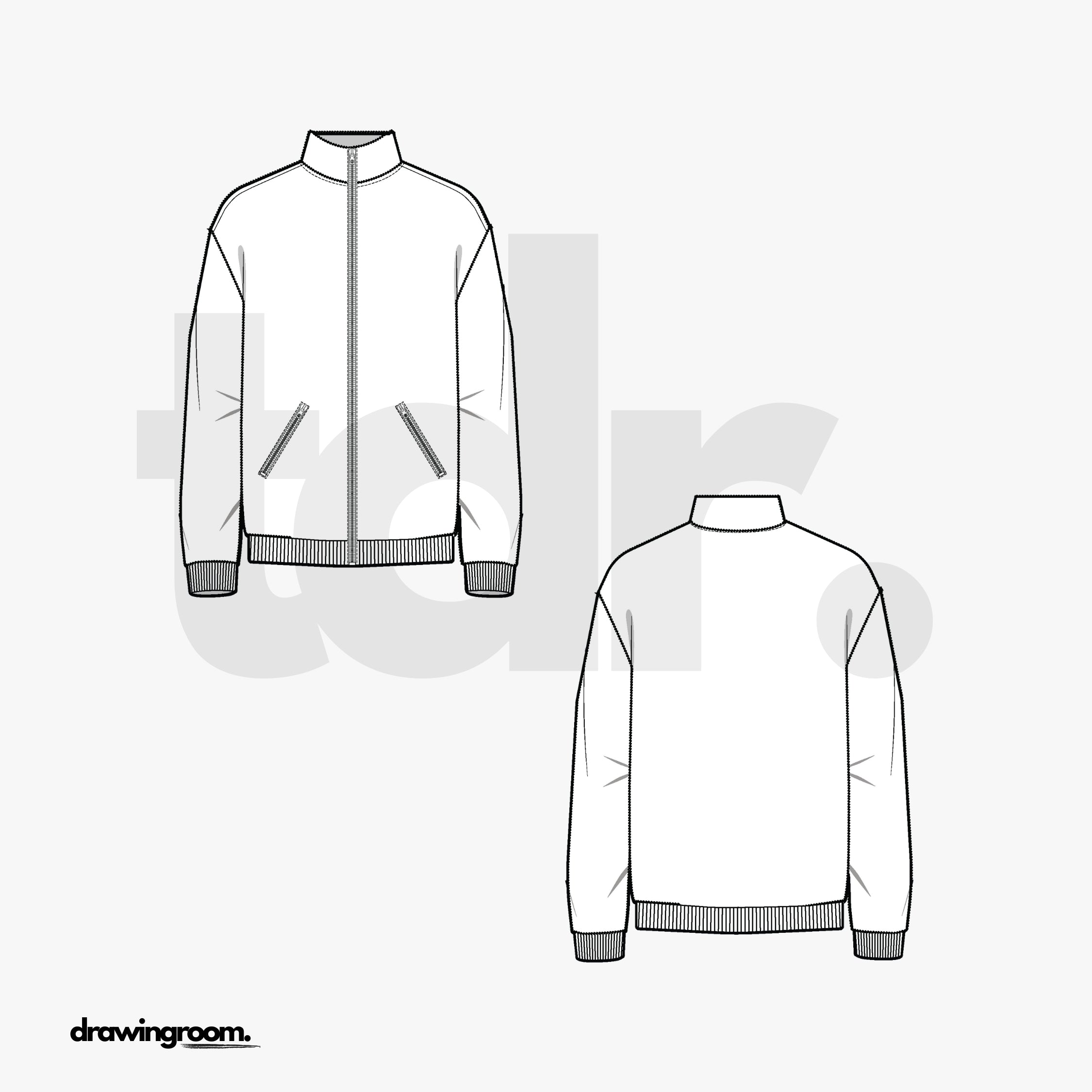 Slim Fit Track Jacket - Flat Mockup Vector